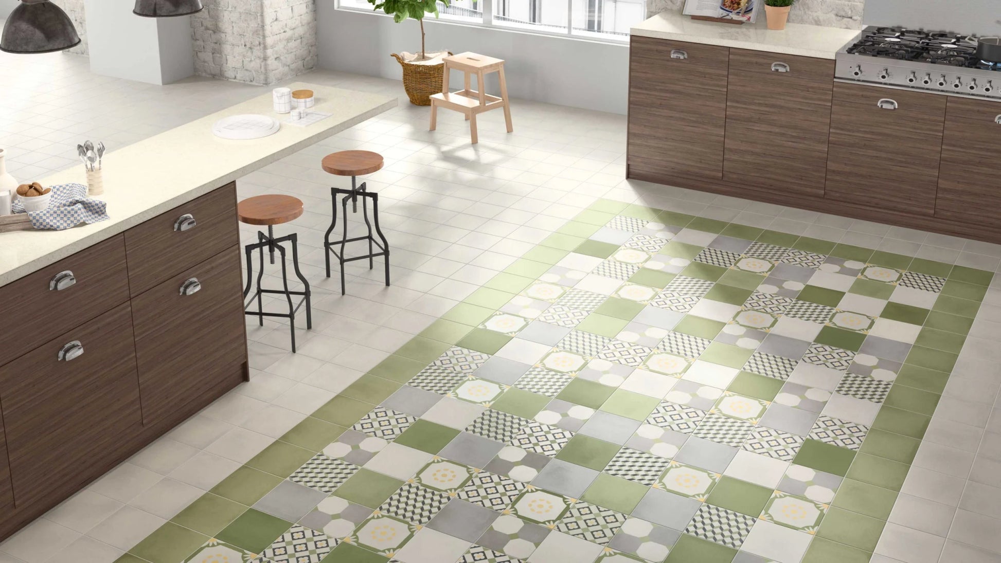 JOS. Hidro VLtegel Decor 197X197 Teatime Lime 8.3mm Mat - Mozaiektegel.com