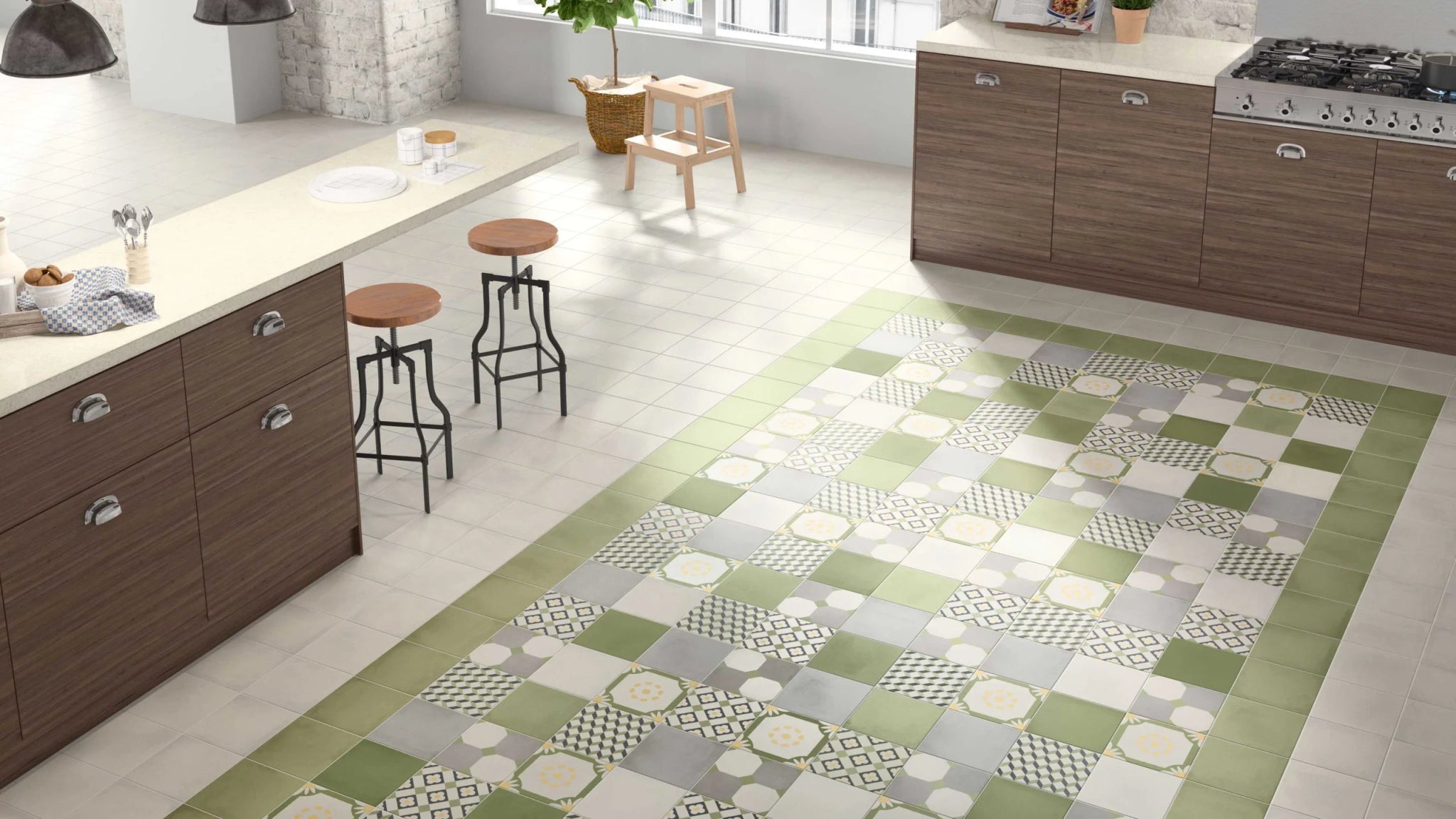 JOS. Hidro VLtegel Decor 197X197 Teatime Lime 8.3mm Mat - Mozaiektegel.com