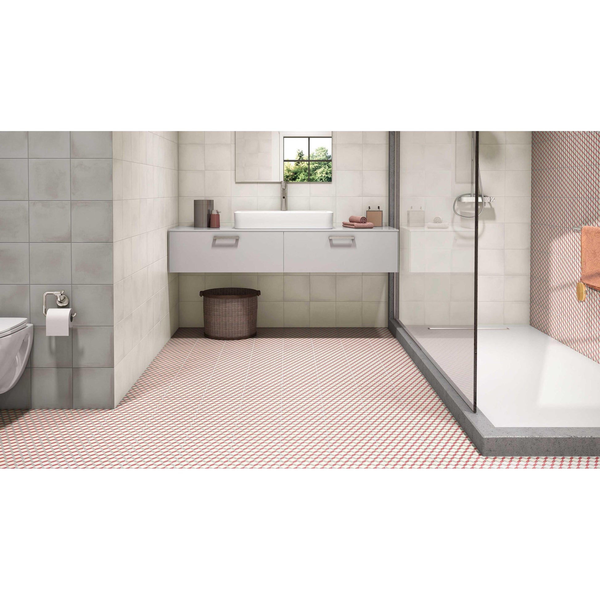 JOS. Hidro VLtegel Decor 197X197 Upsidedown Berry 8.3mm Mat - Mozaiektegel.com