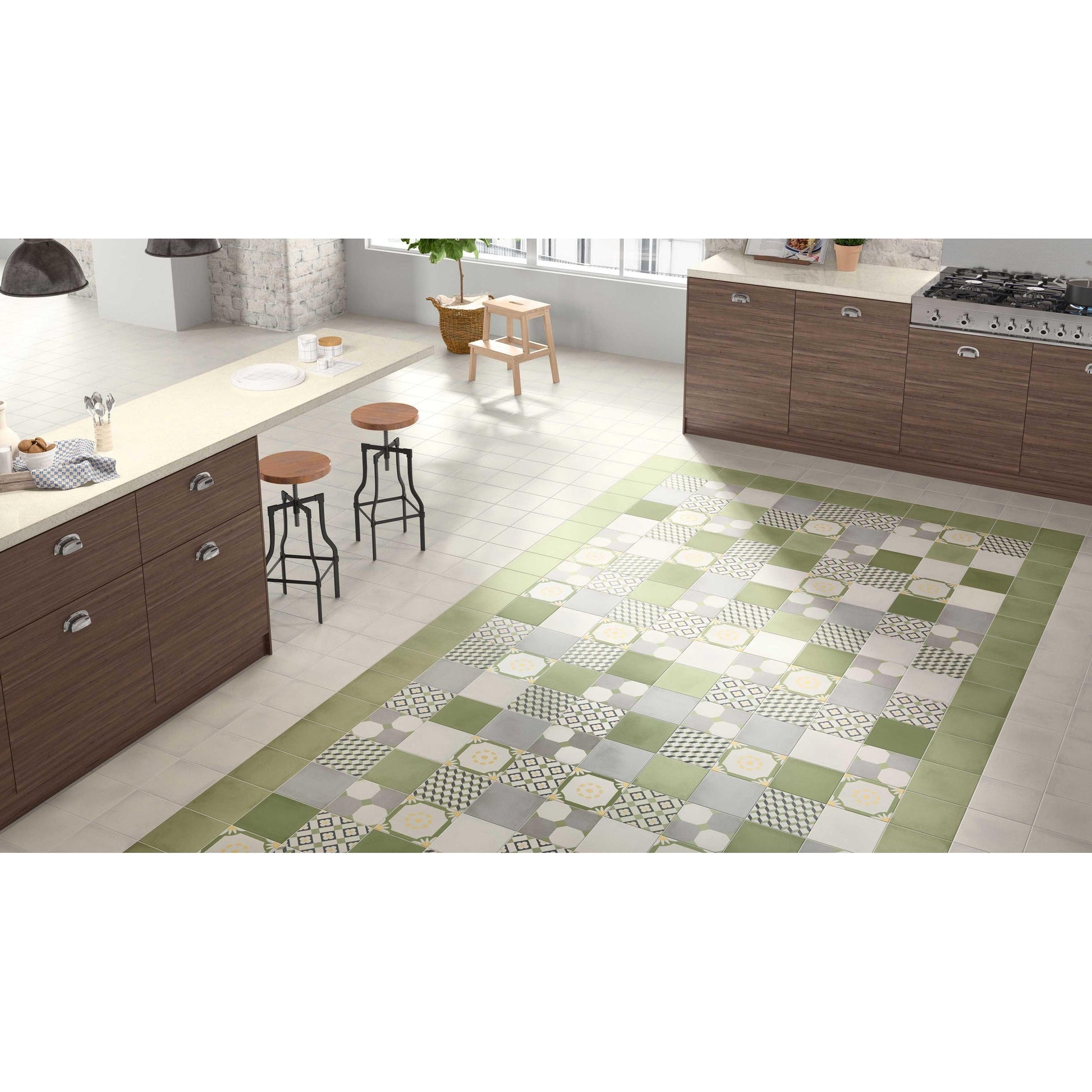 JOS. Hidro VLtegel Decor 197X197 Upsidedown Lime 8.3mm Mat - Mozaiektegel.com