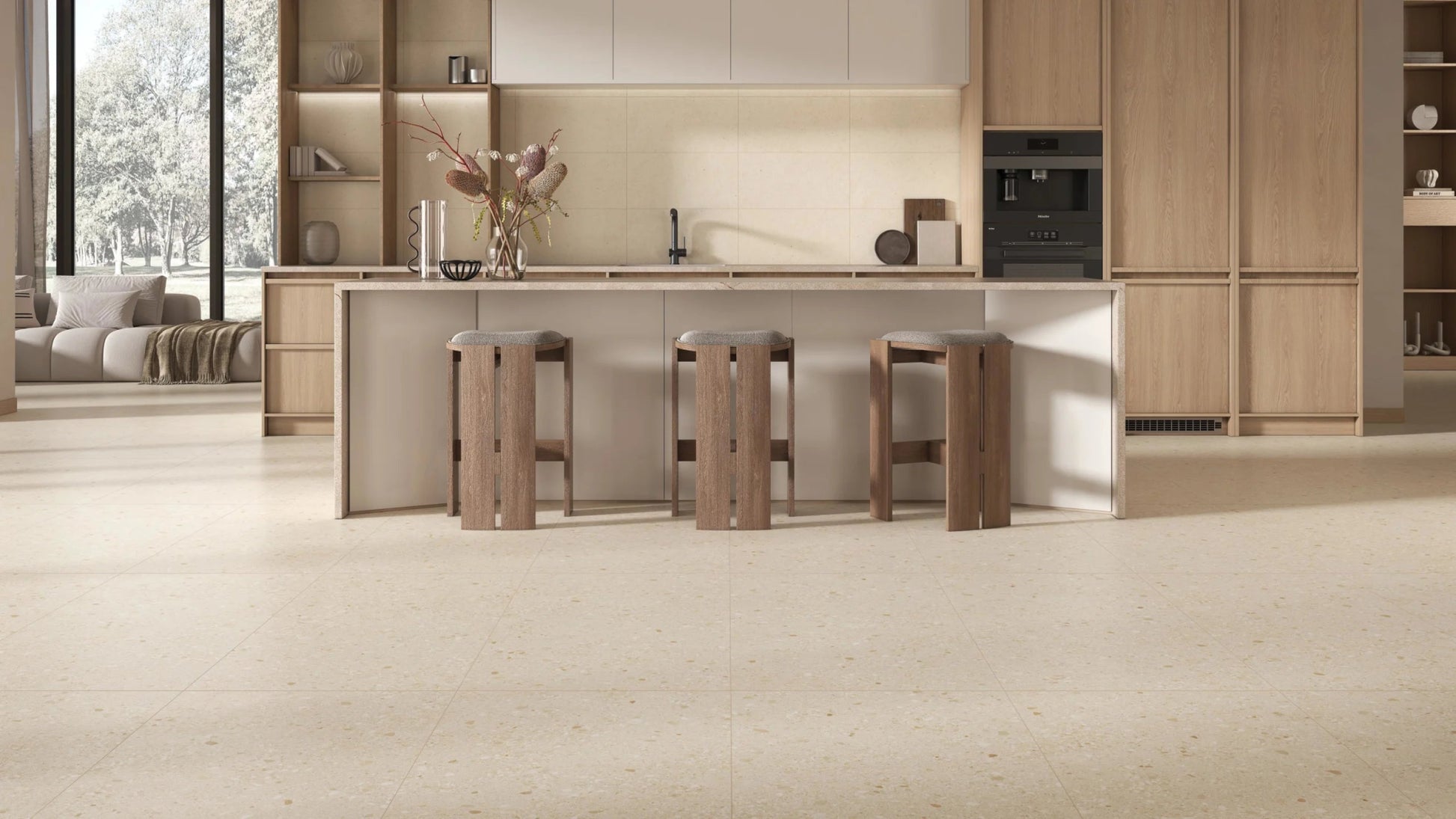 JOS. Horizon Ciottoli Beige Vloertegel 600X1200 Beige 8,2mm Mat Ret.R10 - Mozaiektegel.com