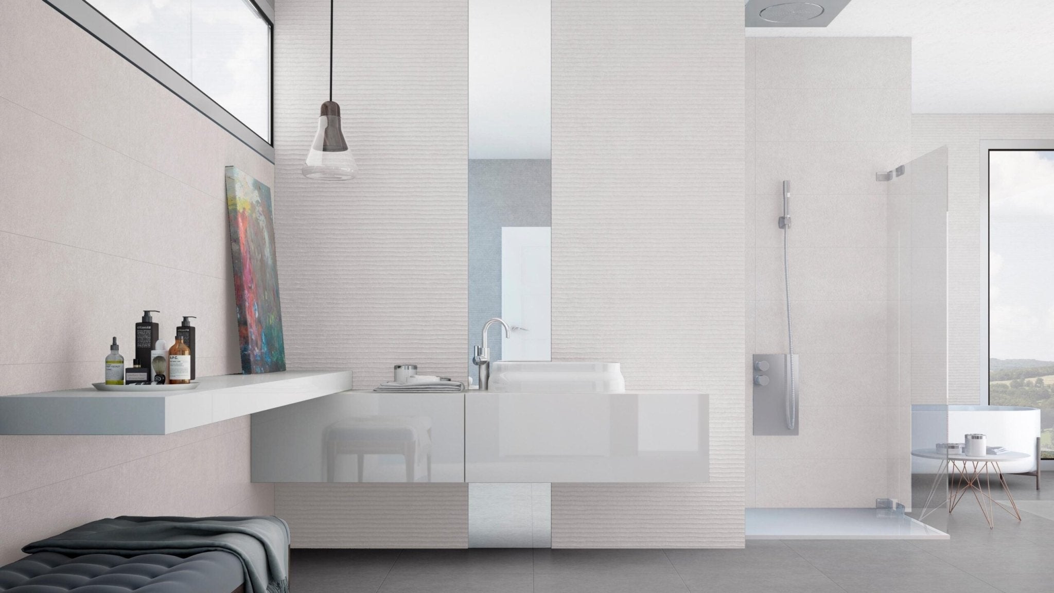 JOS. Light Stone Wandtegel 250X500 White 7,2mm Mat - Mozaiektegel.com