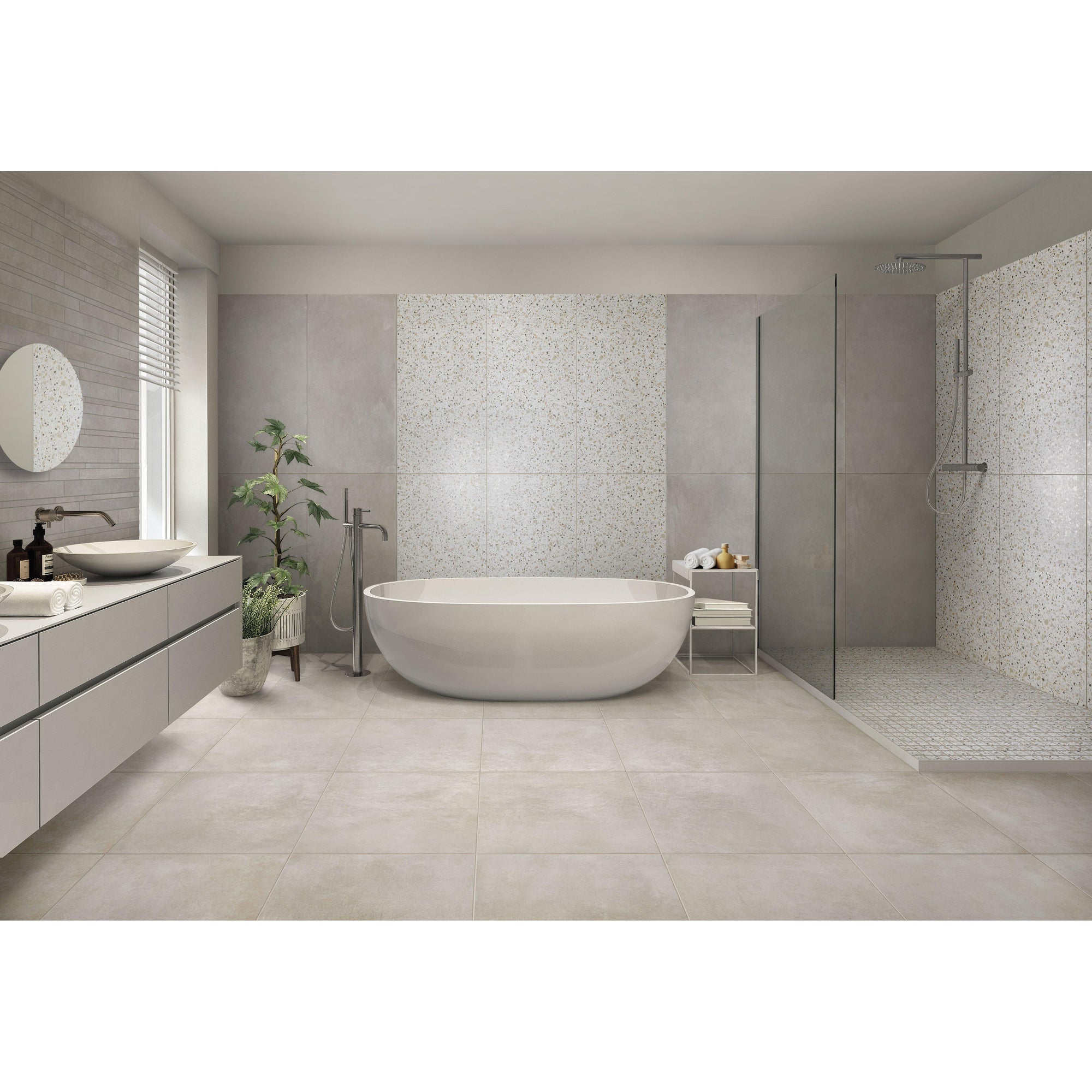 JOS. Loft Vloertegel 600X1200 Gesso 11mm Mat Ret.R10 - Mozaiektegel.com