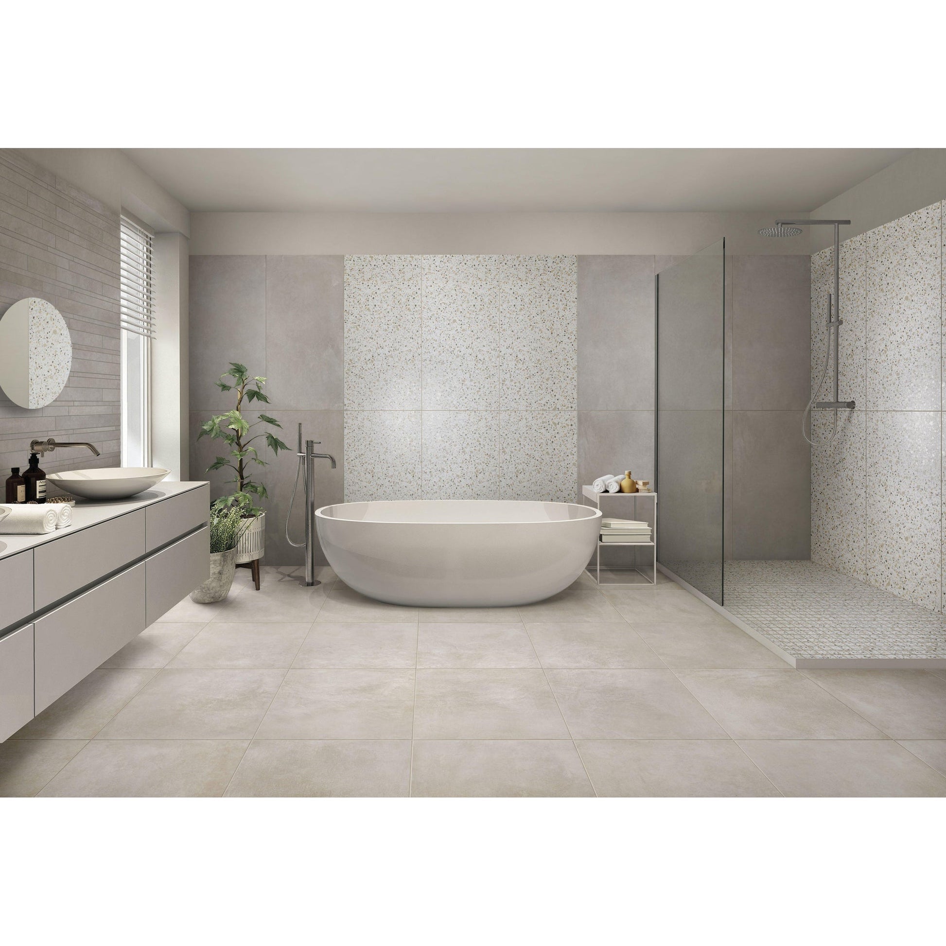 JOS. Loft Vloertegel 600X600 Gesso 10mm Mat Ret.R10 - Mozaiektegel.com