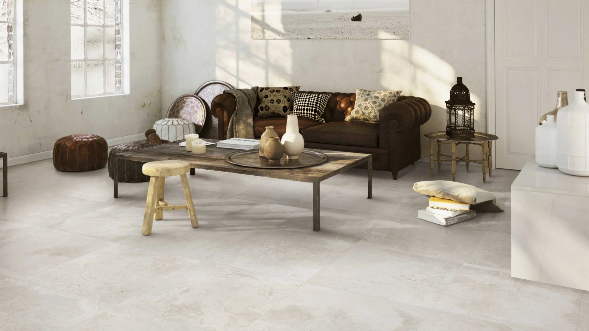 JOS. Reused Vloertegel 600X600 Bone 10mm Mat Ret.R10 - Mozaiektegel.com