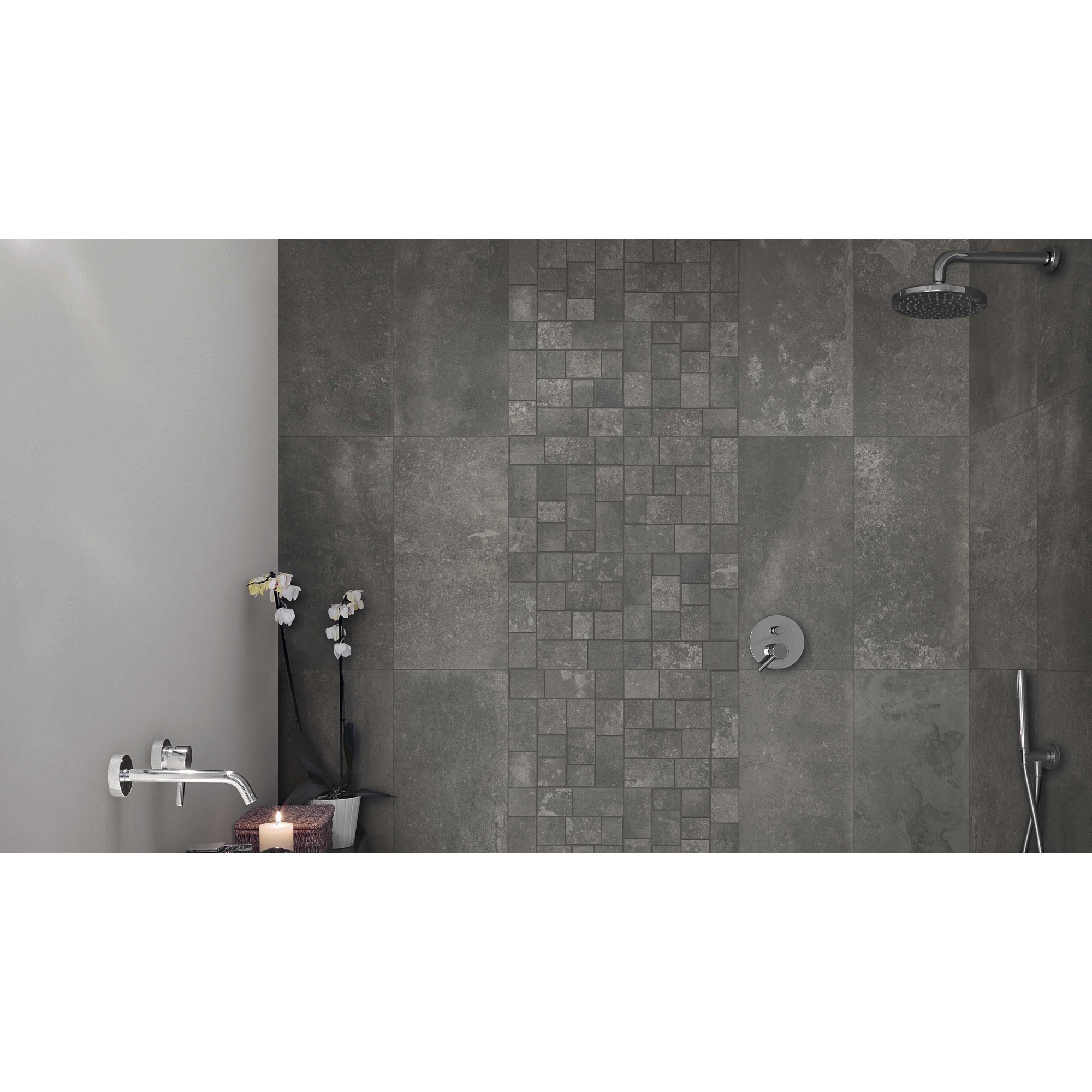 JOS. Reused VLtegel Strook Mix Anthracite 10mm Mat Ret.R10 - Mozaiektegel.com