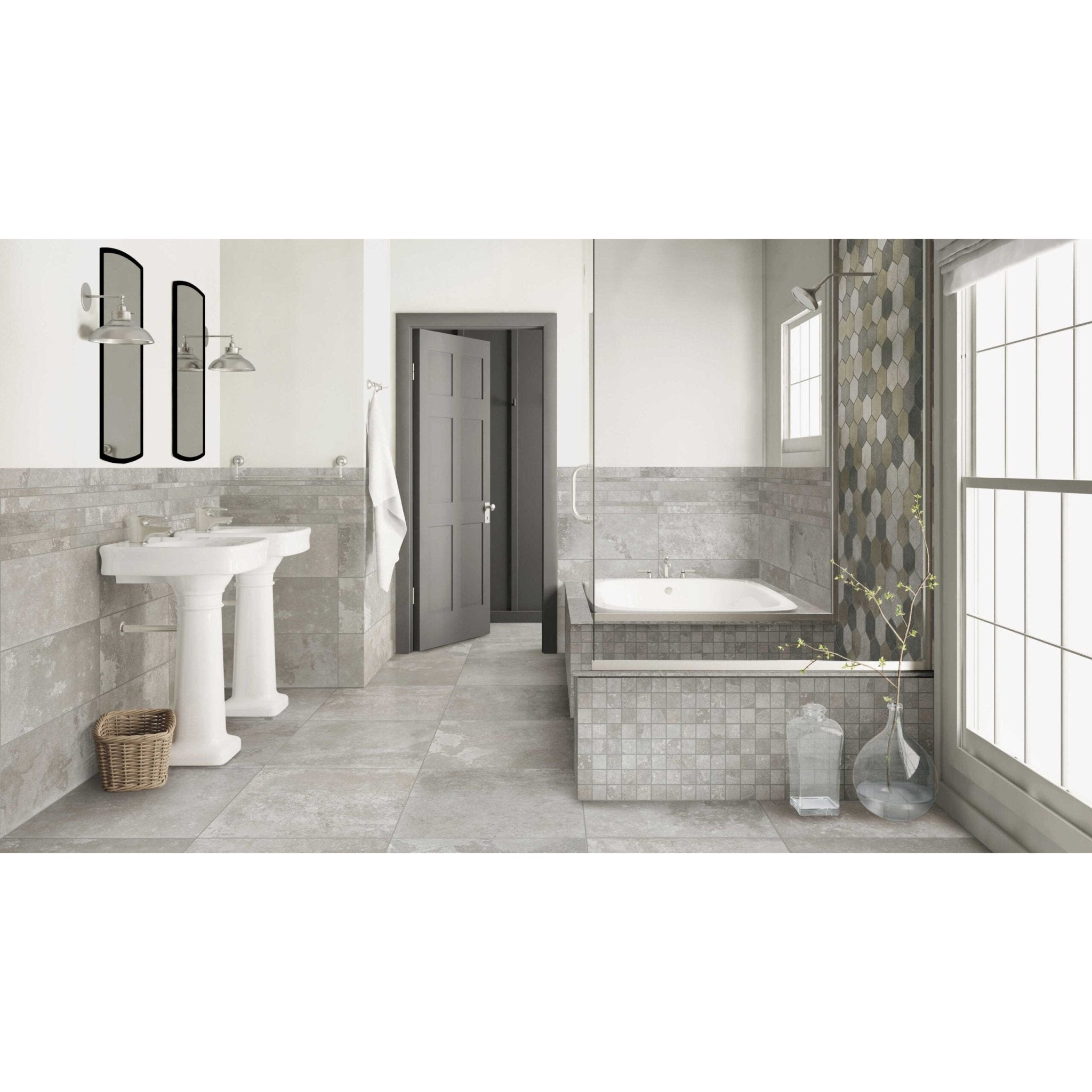 JOS. Reused VLtegel Strook Mix Light Grey 10mm Mat Ret.R10 - Mozaiektegel.com