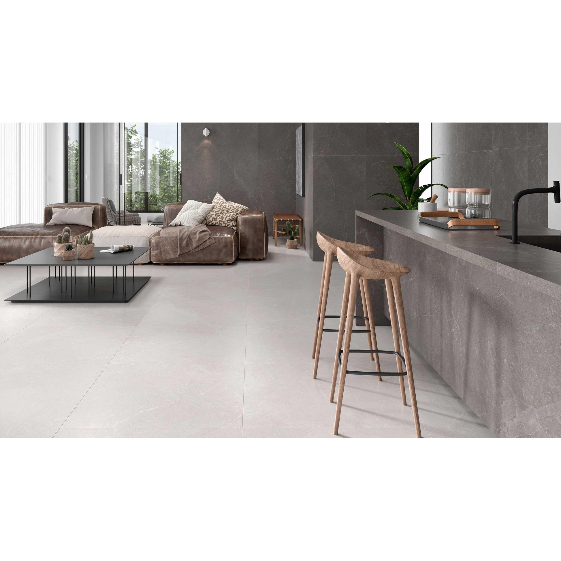 JOS. Storm Vloertegel 600X600 White 9mm Mat Ret.R9 - Mozaiektegel.com