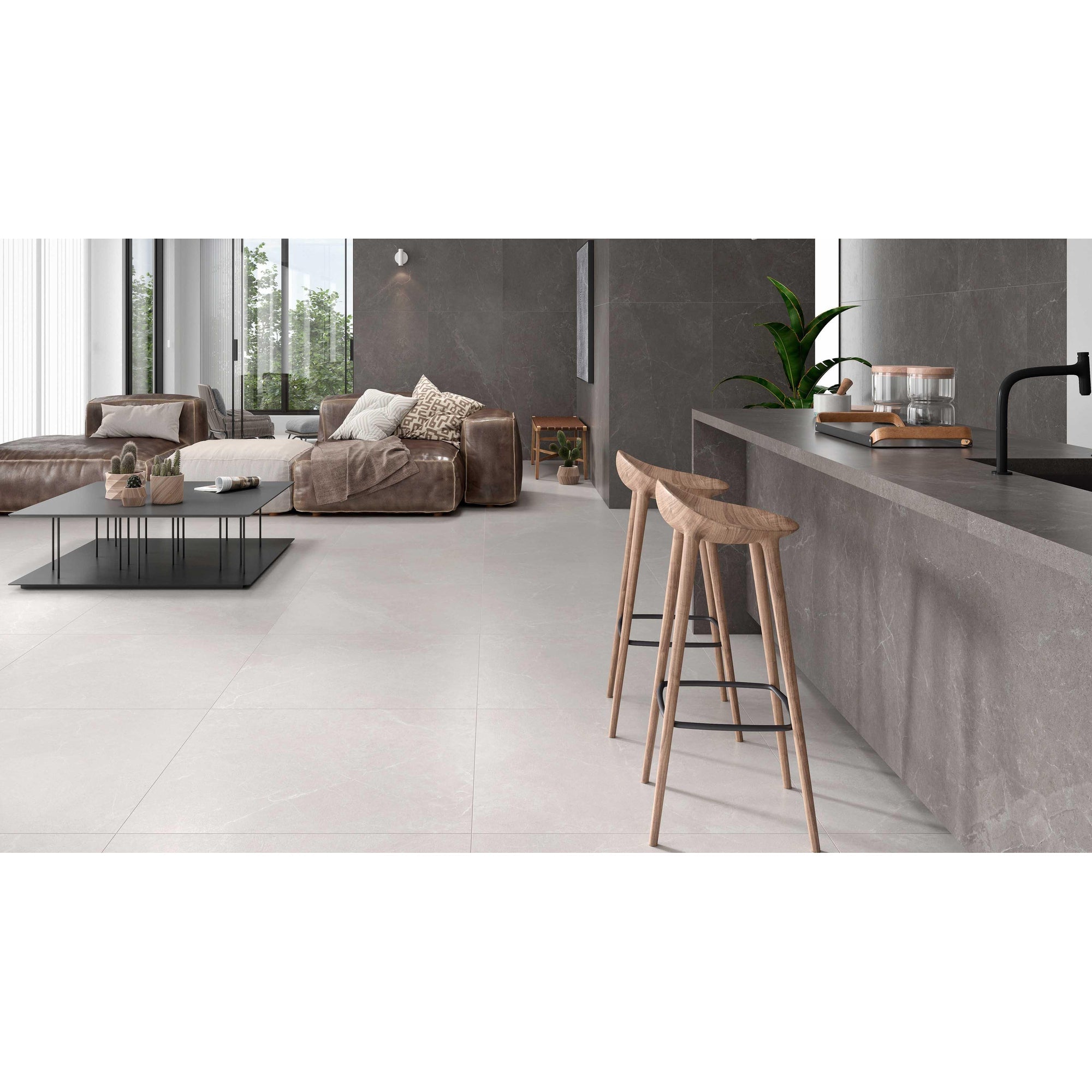 JOS. Storm Vloertegel 600X600 White 9mm Mat Ret.R9 - Mozaiektegel.com