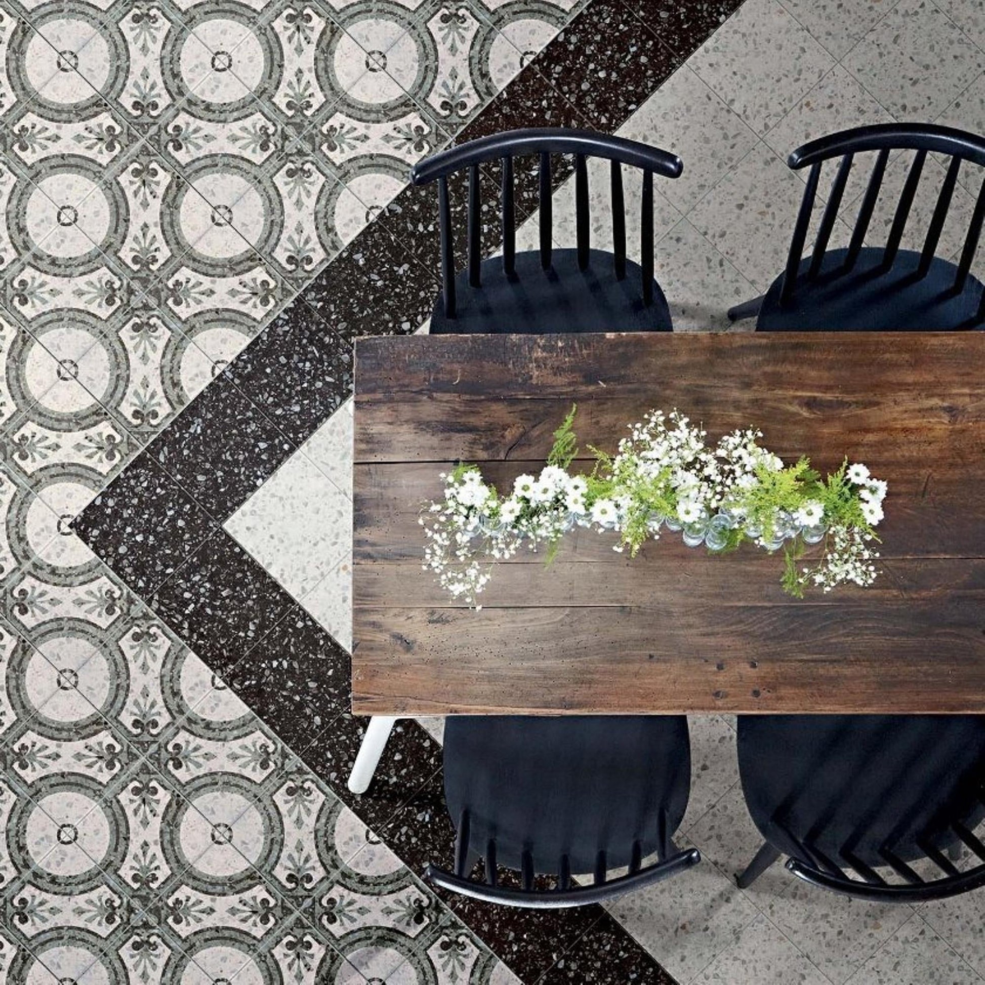 JOS. Venetie Vloertegel 200X200 Nero 7.5mm Mat R10 - Mozaiektegel.com