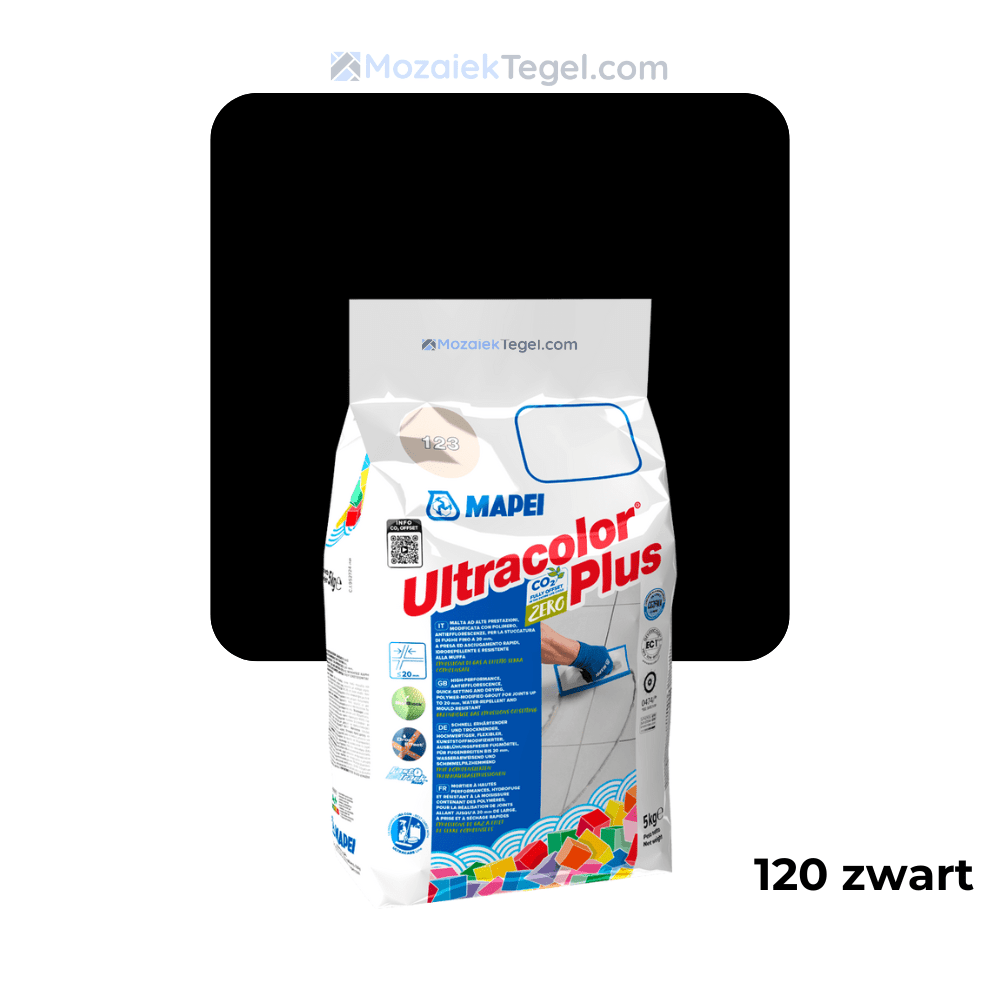 Mapei | Ultracolor Plus | 120 Zwart | Cementgebonden | Voegmiddel | 5KG - Mozaiektegel.com