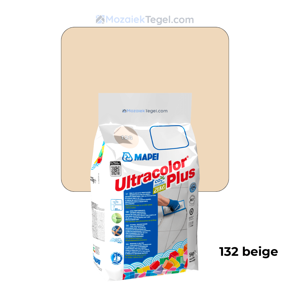 Mapei | Ultracolor Plus | 132 Beige | Cementgebonden | Voegmiddel | 5KG - Mozaiektegel.com