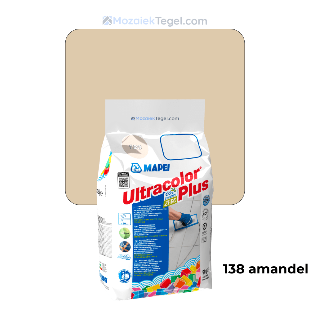 Mapei | Ultracolor Plus | 138 Amandel | Cementgebonden | Voegmiddel | 5KG - Mozaiektegel.com