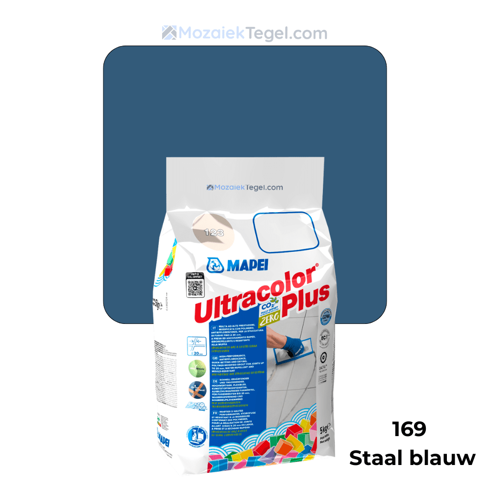 Mapei | Ultracolor Plus | 169 Staal Blauw | Cementgebonden | Voegmiddel | 5KG - Mozaiektegel.com