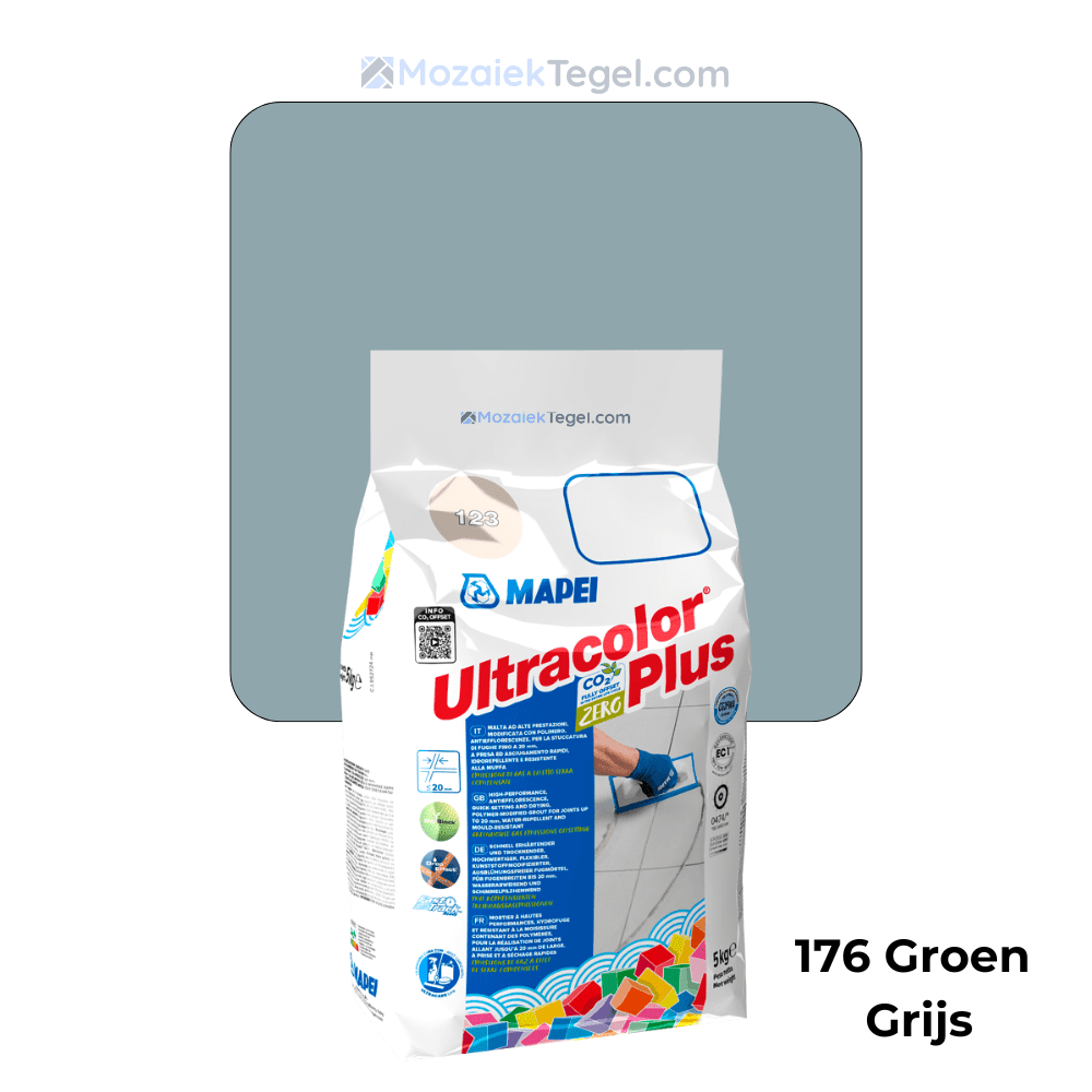 Mapei | Ultracolor Plus | 176 Groen Grijs | Cementgebonden | Voegmiddel | 5KG - Mozaiektegel.com