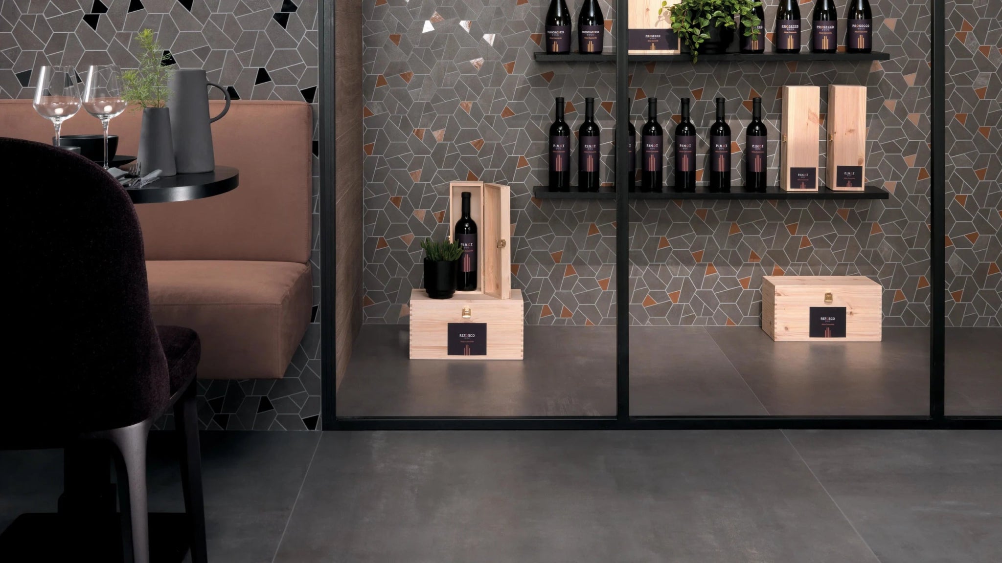 Mozaïektegel Atlas Concorde Boost AN69 VLtegel mozaiek 25x28,5cm 9mm mat rect. smoke - Mozaiektegel.com