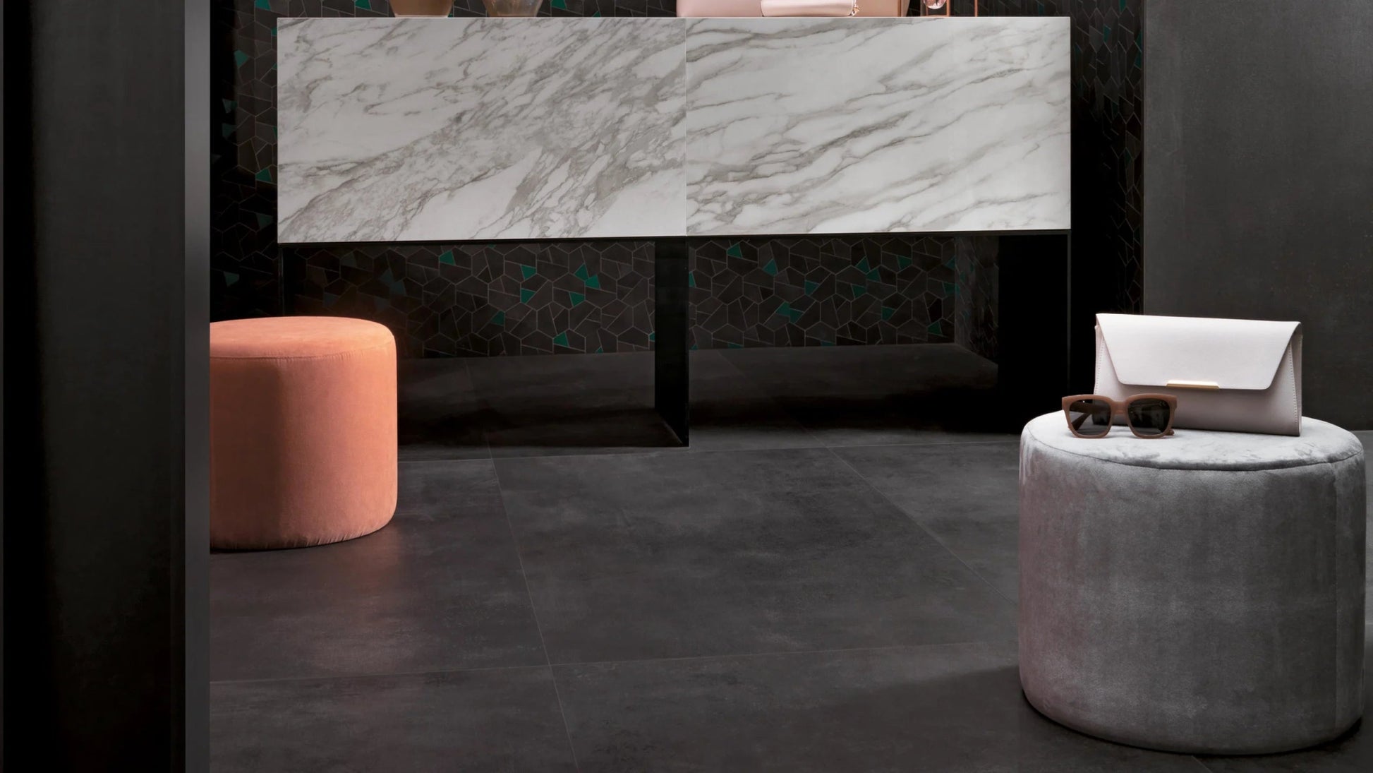 Mozaïektegel Atlas Concorde Boost AN7A VLtegel mozaiek 25x28,5cm 9mm mat rect. tarmac - Mozaiektegel.com