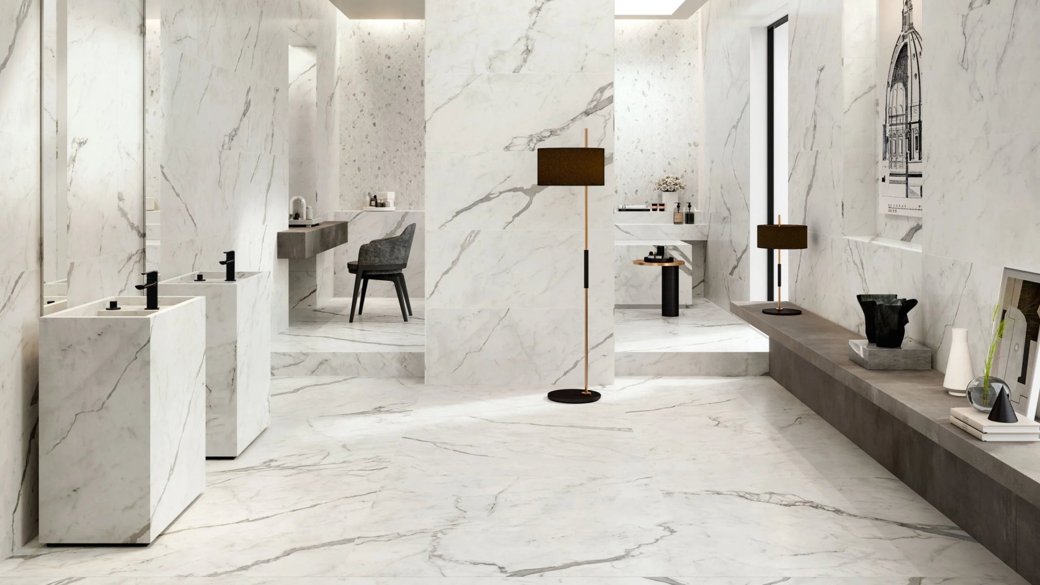 Mozaïektegel Atlas Concorde Marvel Shine A4WV WAmozaiek 25,1x29cm 8,5mm glans rect statuario sup - Mozaiektegel.com