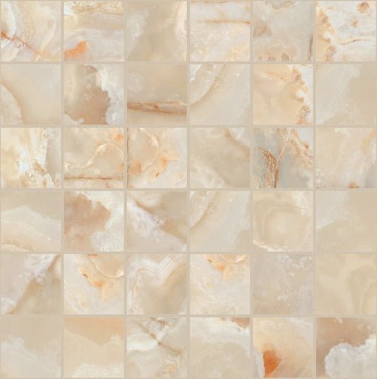 Mozaïektegel Floorgres Onyx&More 767647 VLMoz.300X300 Golden 9mm Sat.Ret.F:050X050 - Mozaiektegel.com