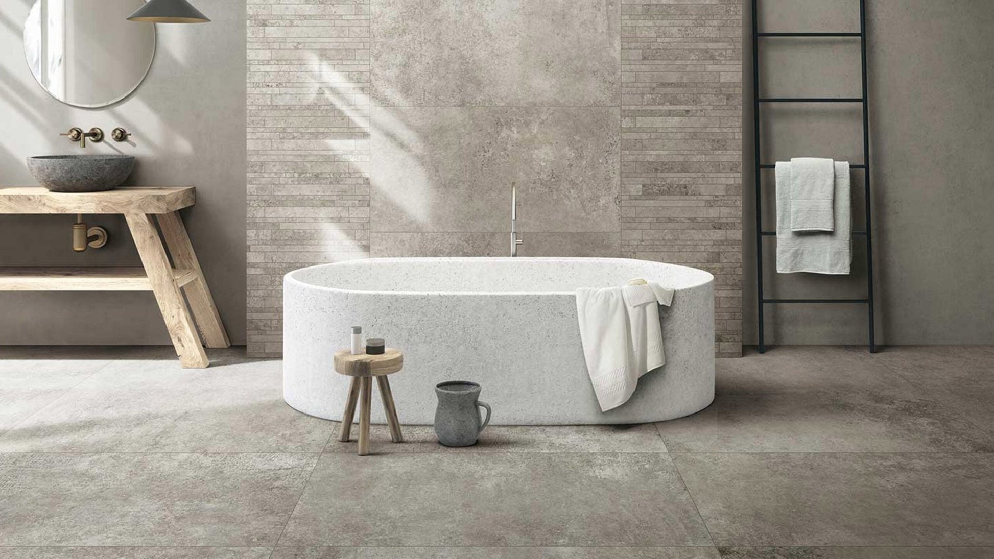 Mozaïektegel Florim Artifact 760930 WAMozaiek 300X300 Grey 9Mm Ret.R10 3D F:050X050 - Mozaiektegel.com