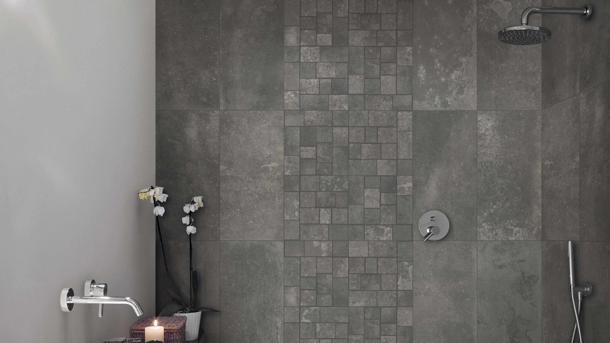 Mozaïektegel JOS. Reused WAMoz.300X300 Anthracite 10mm Mat R10 - Mozaiektegel.com