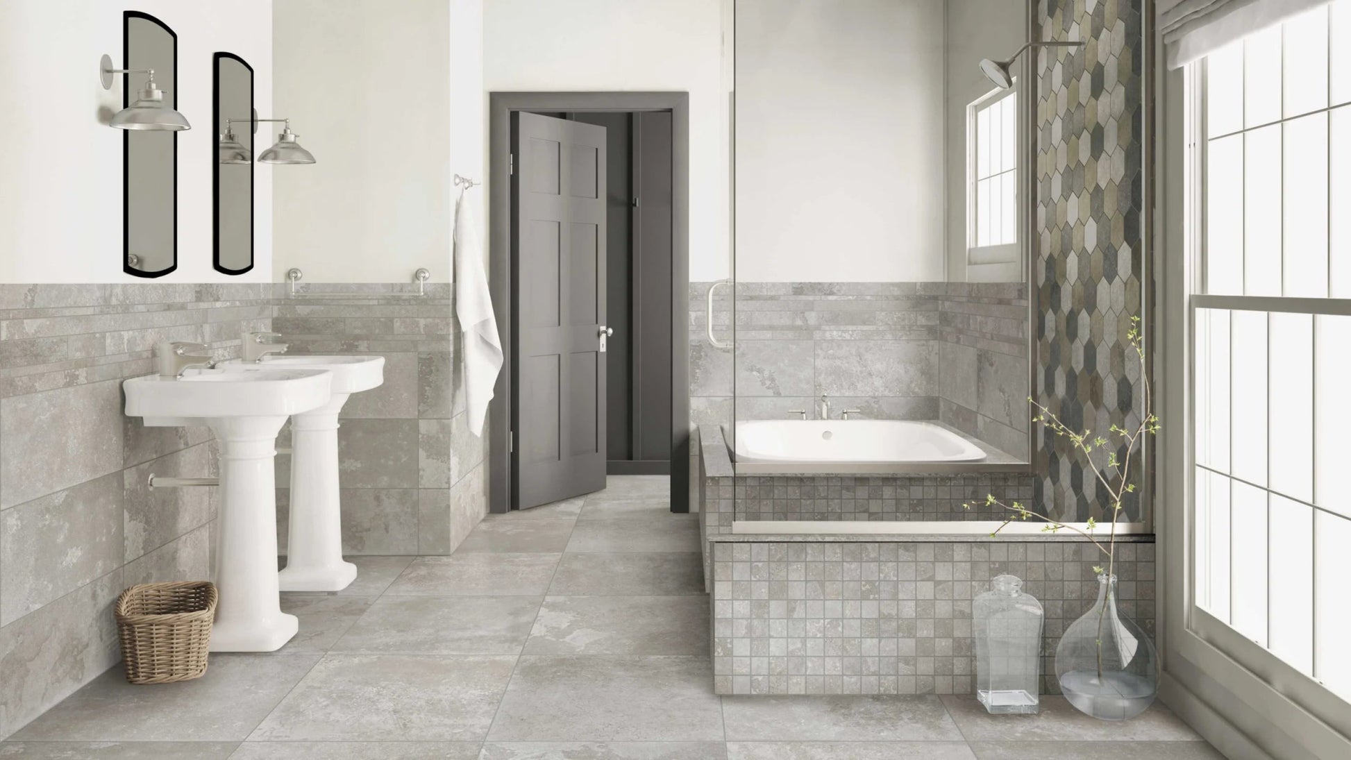 Mozaïektegel JOS. Reused WAMoz.300X300 Light Grey 10mm Mat R10 - Mozaiektegel.com