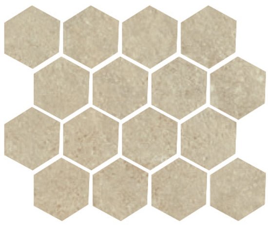 Mozaïektegel Serenissima Promenade 1070682 VLMoz.250X300 Corda 10mm Mat Ret.R10 F:Esagonia - Mozaiektegel.com