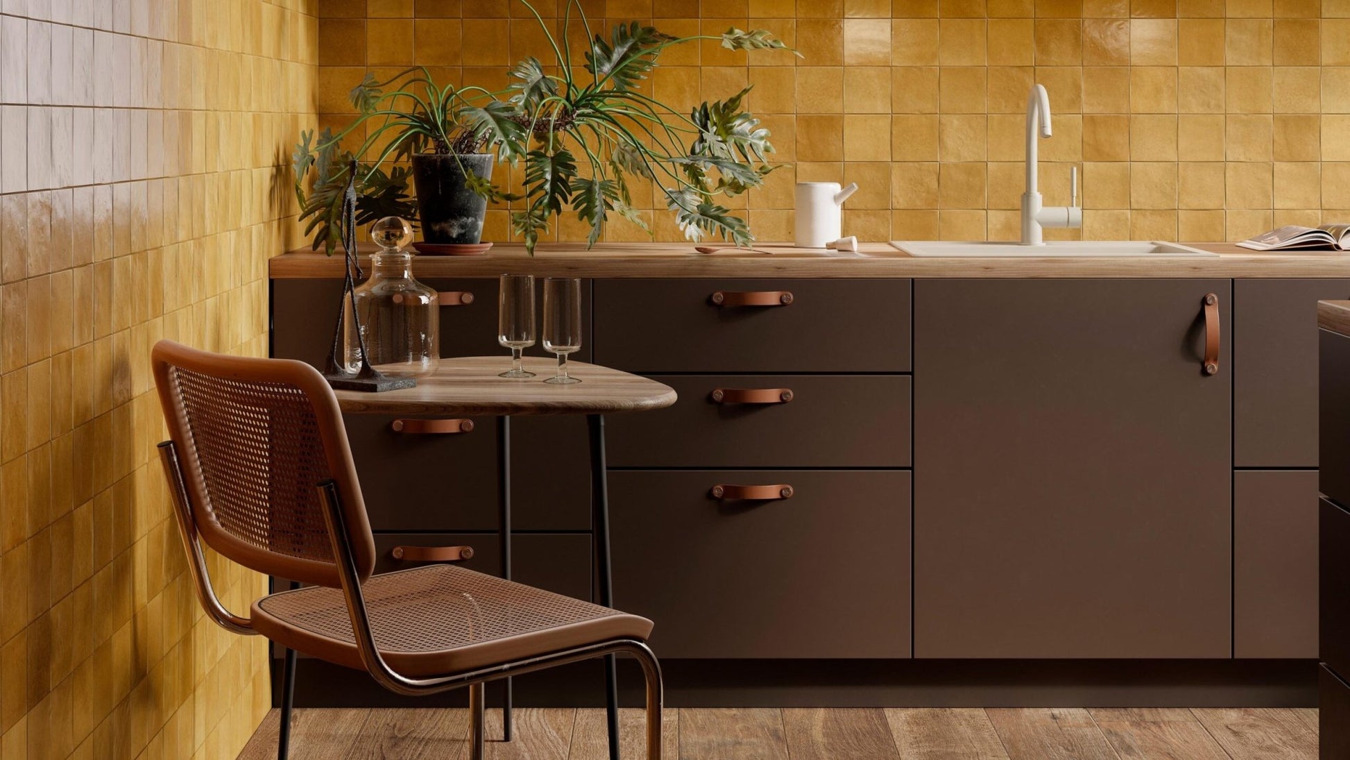 Ragno Melange R8G1 Wandtegel 100X100 Kaki 10mm Glans - Mozaiektegel.com