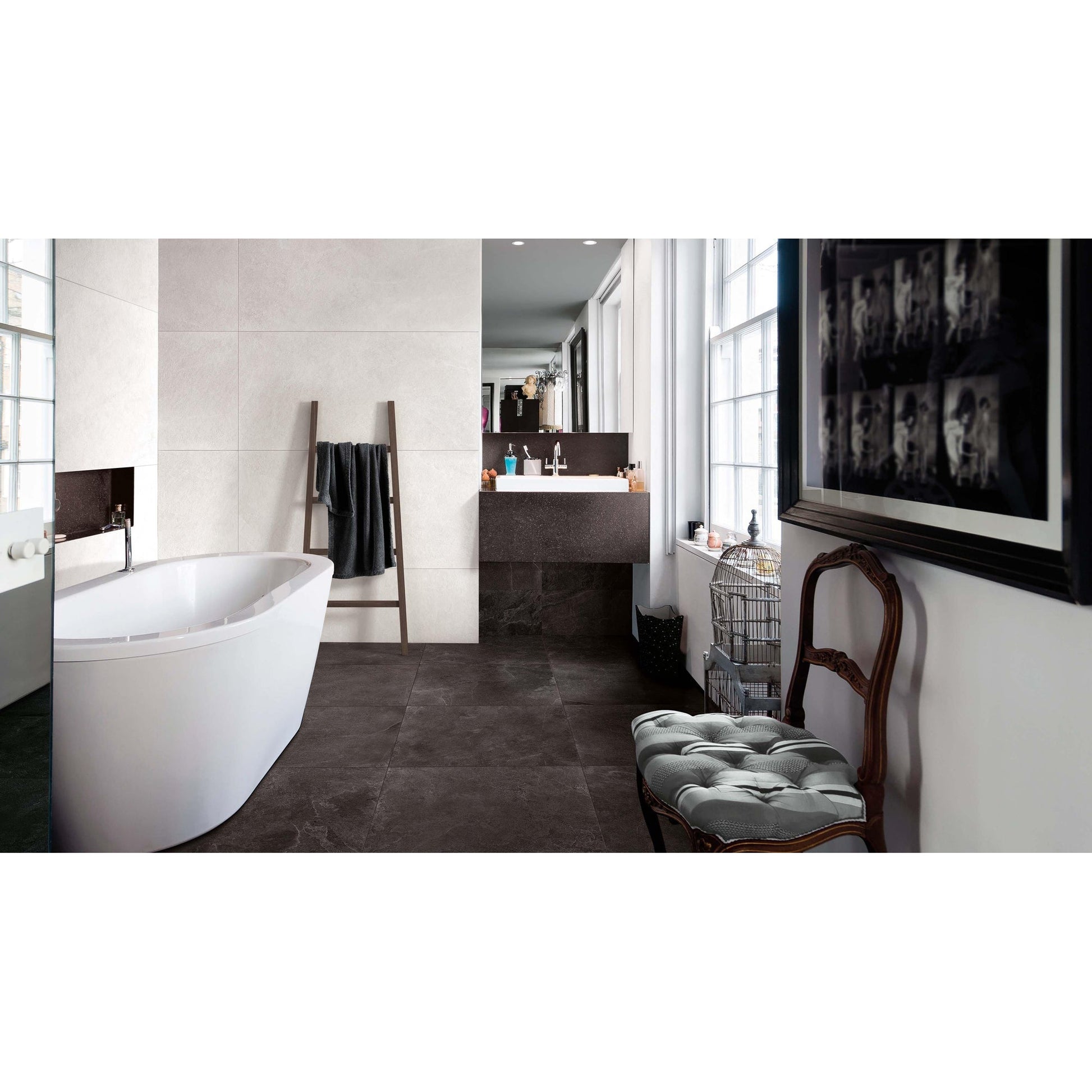 Ragno Realstone Slate R5ZE Vloertegel 750X750 Black 10mm Mat Ret.R10 - Mozaiektegel.com