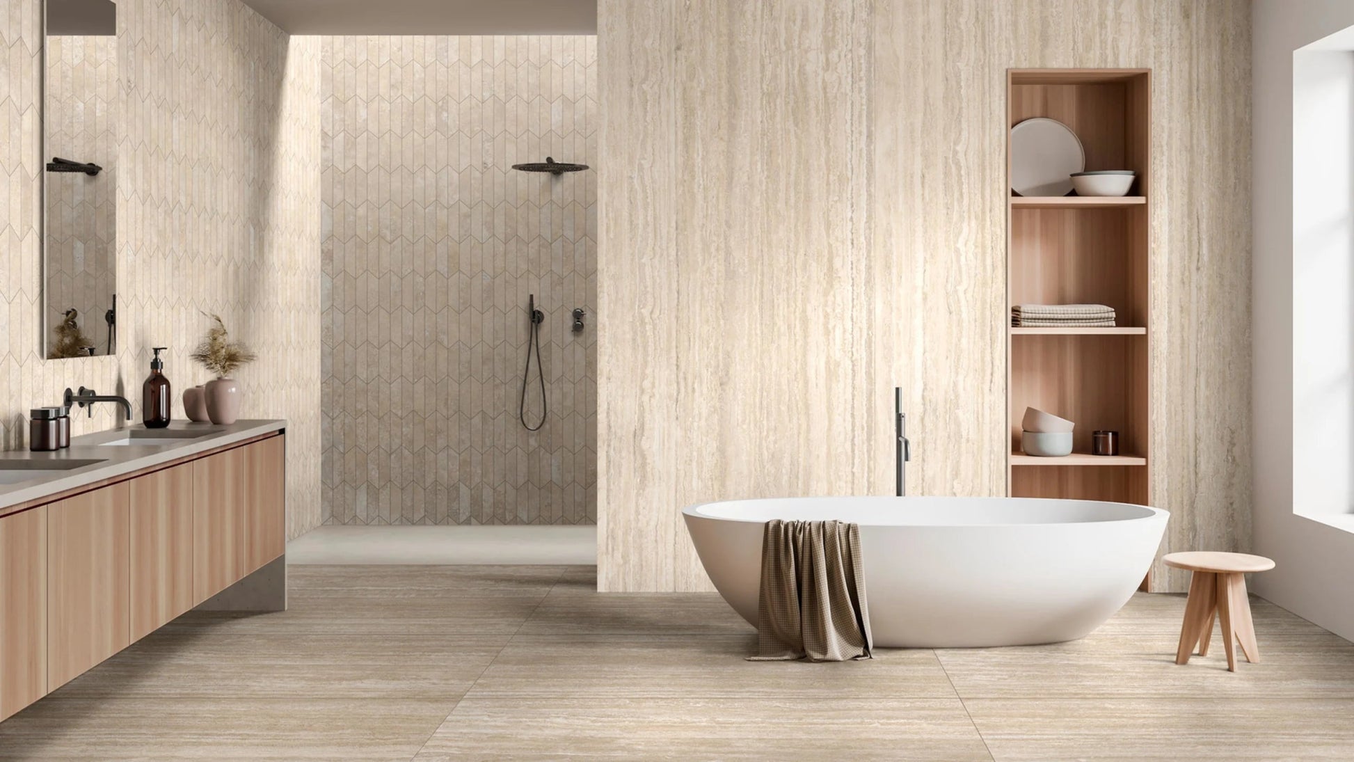 Ragno Realstone Travertino RC9Y Vloertegel 600X1200 Vein Beige 9Mm Mat Ret.R10 - Mozaiektegel.com