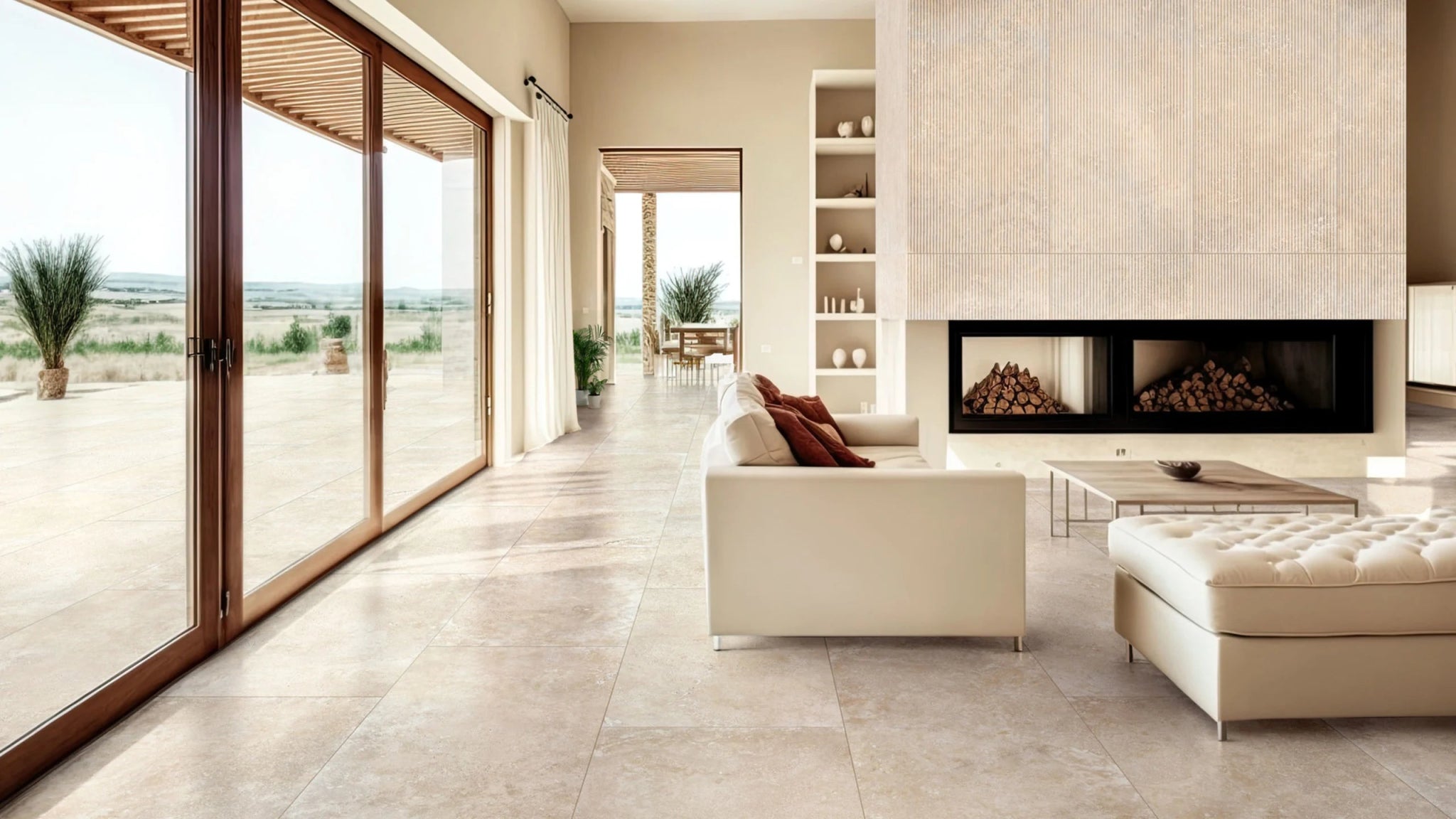 Ragno Realstone Travertino RCCG Vloertegel 600X600 Cross Beige 9Mm Mat Ret.R10 - Mozaiektegel.com