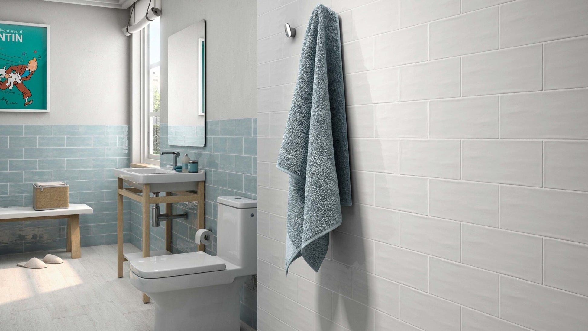 Roca Maiolica FBXT3HDAQ1 Wandtegel 110X250 Aqua 7mm Glans - Mozaiektegel.com