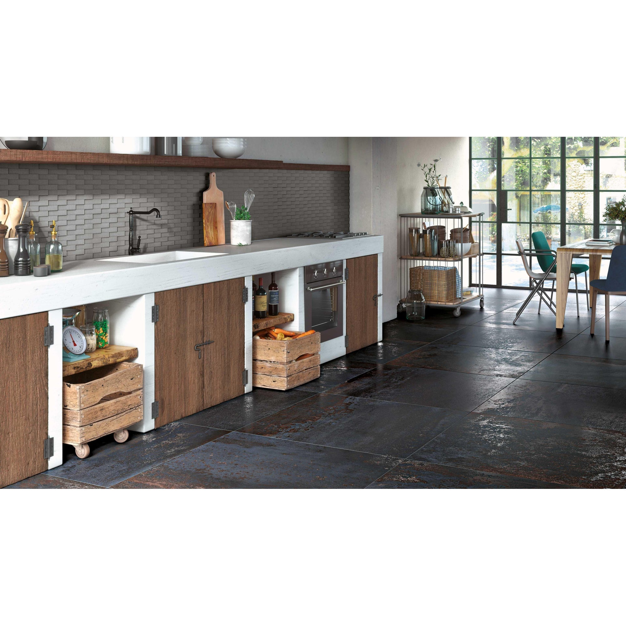 Serenissima Costruire 1060348 Vloertegel 300X600 Nero 10mm Mat Ret.R10 - Mozaiektegel.com