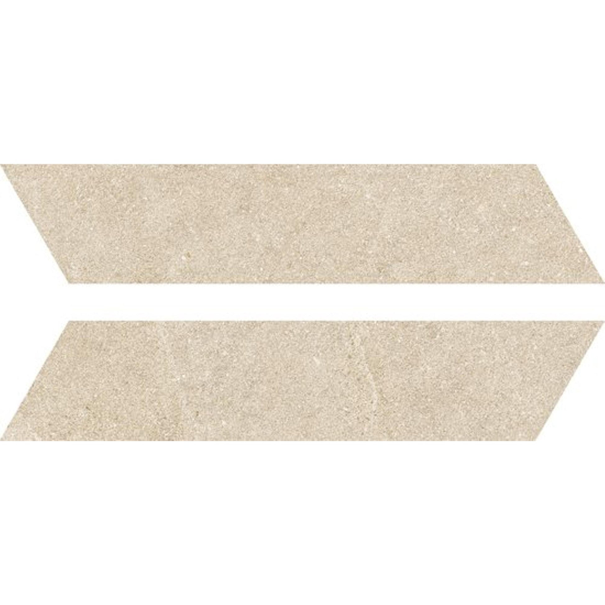 Serenissima Eclettica 1082448 Chevron 117X523 DX/SX Beige 9,5mm Mat Ret.R10 - Mozaiektegel.com