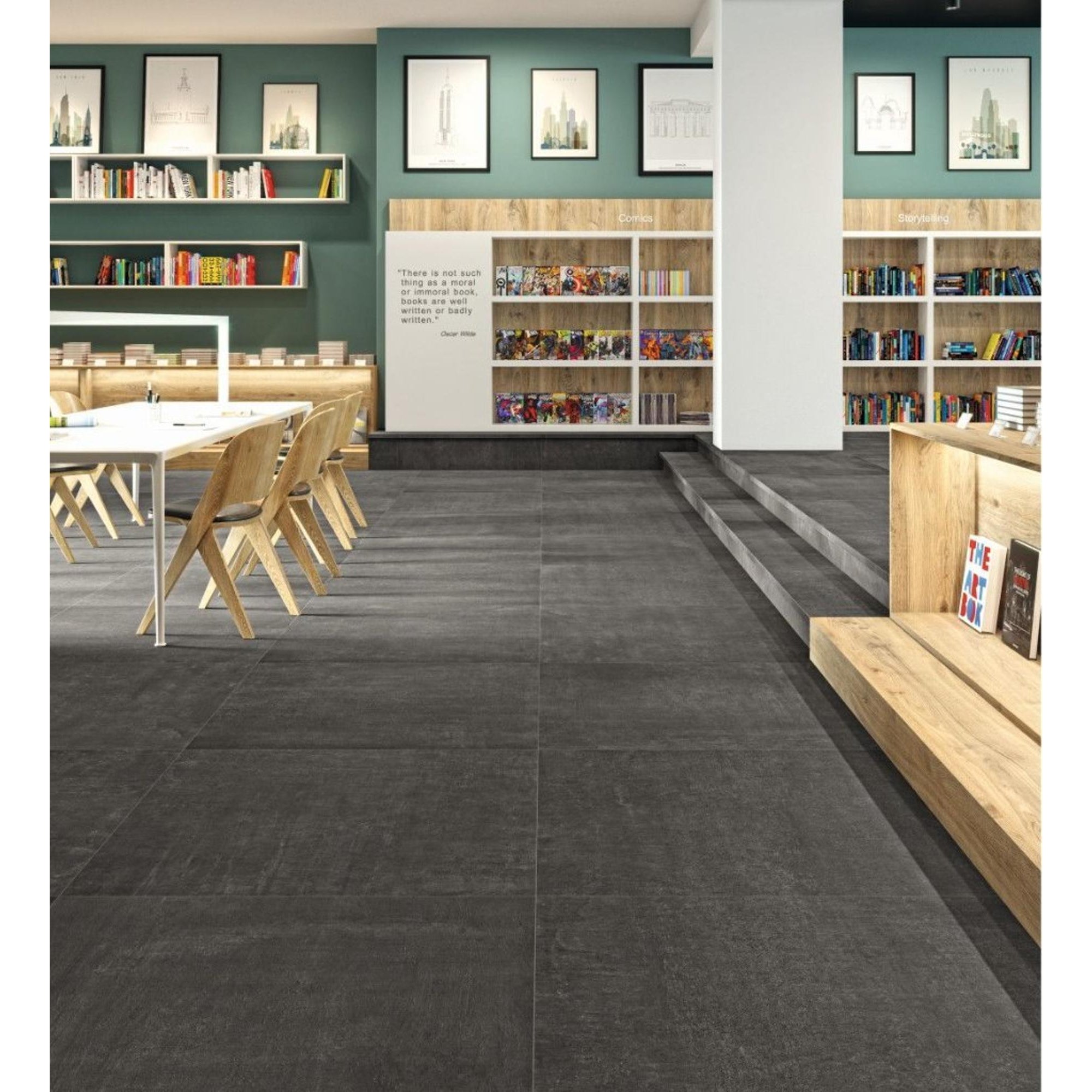 Serenissima Evoca 1064900 Vloertegel 1000X1000 Graphite 8,5mm Mat Ret.R10 - Mozaiektegel.com