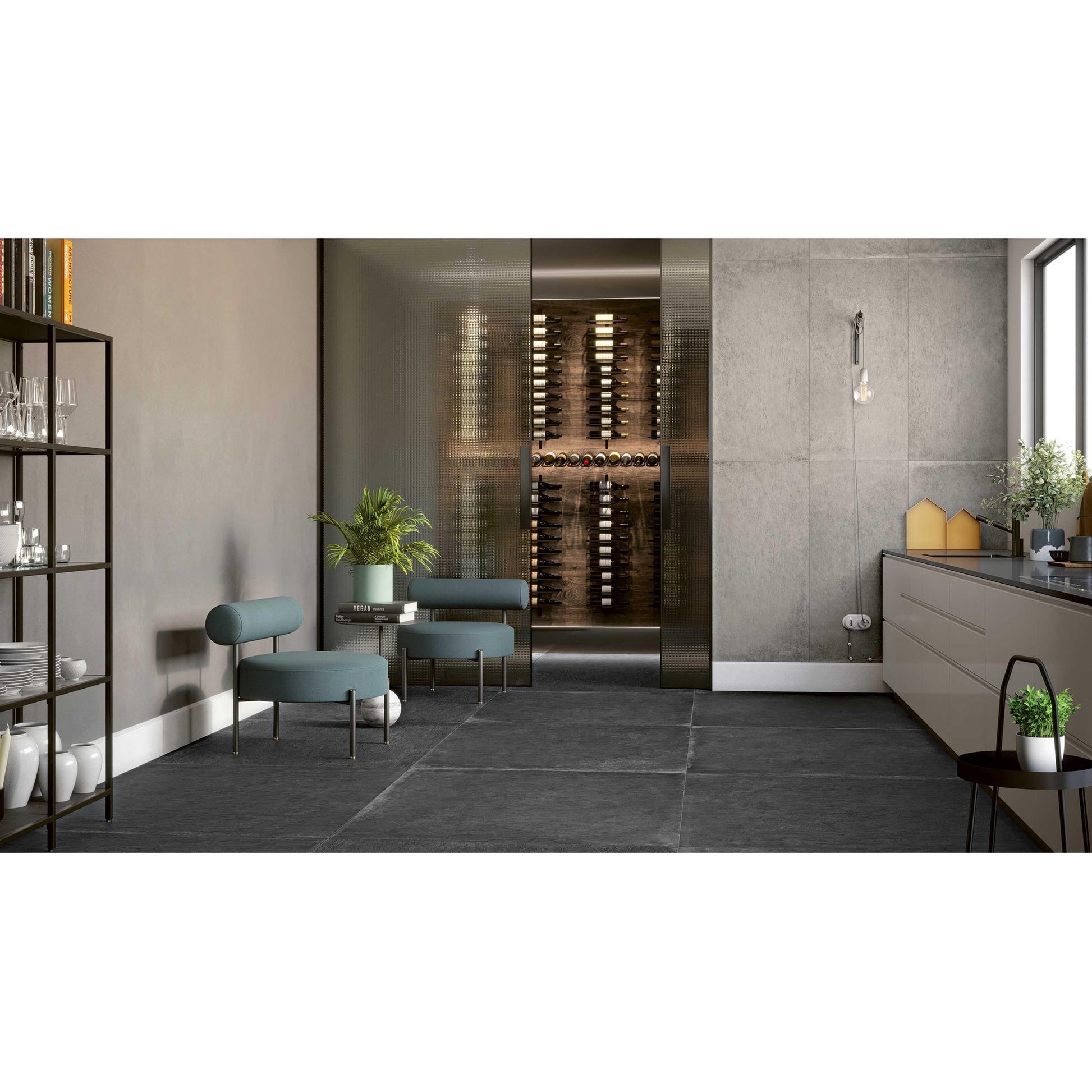 Serenissima Materica 1075350 Vloertegel 600X600 Nero 10mm Mat Ret.R10 - Mozaiektegel.com