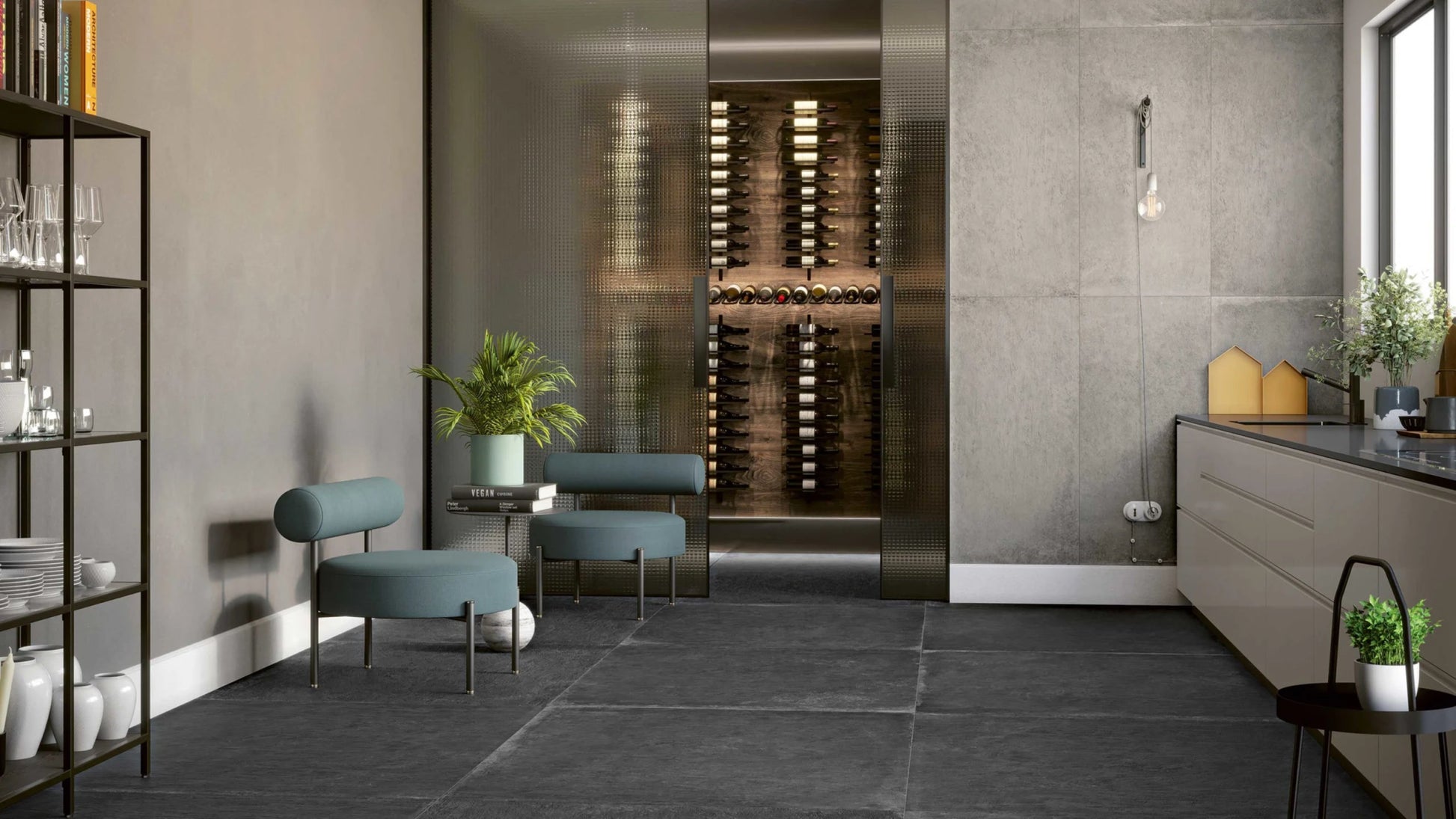 Serenissima Materica 1075370 Vloertegel 1000X1000 Nero 8,5mm Mat Ret.R10 - Mozaiektegel.com