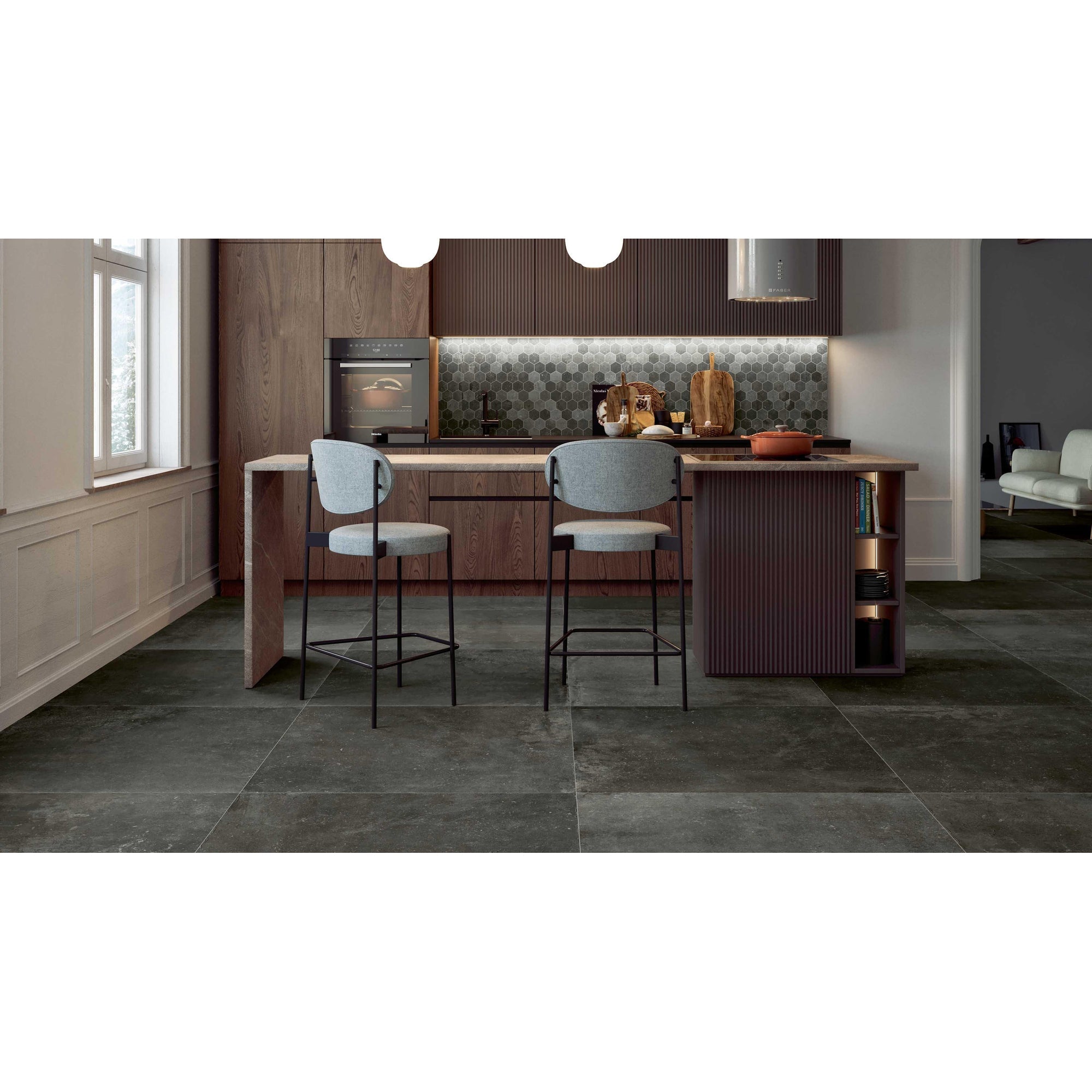 Serenissima Promenade 1067751 Vloertegel 600X600 Ebano 10mm Mat Ret.R10 - Mozaiektegel.com