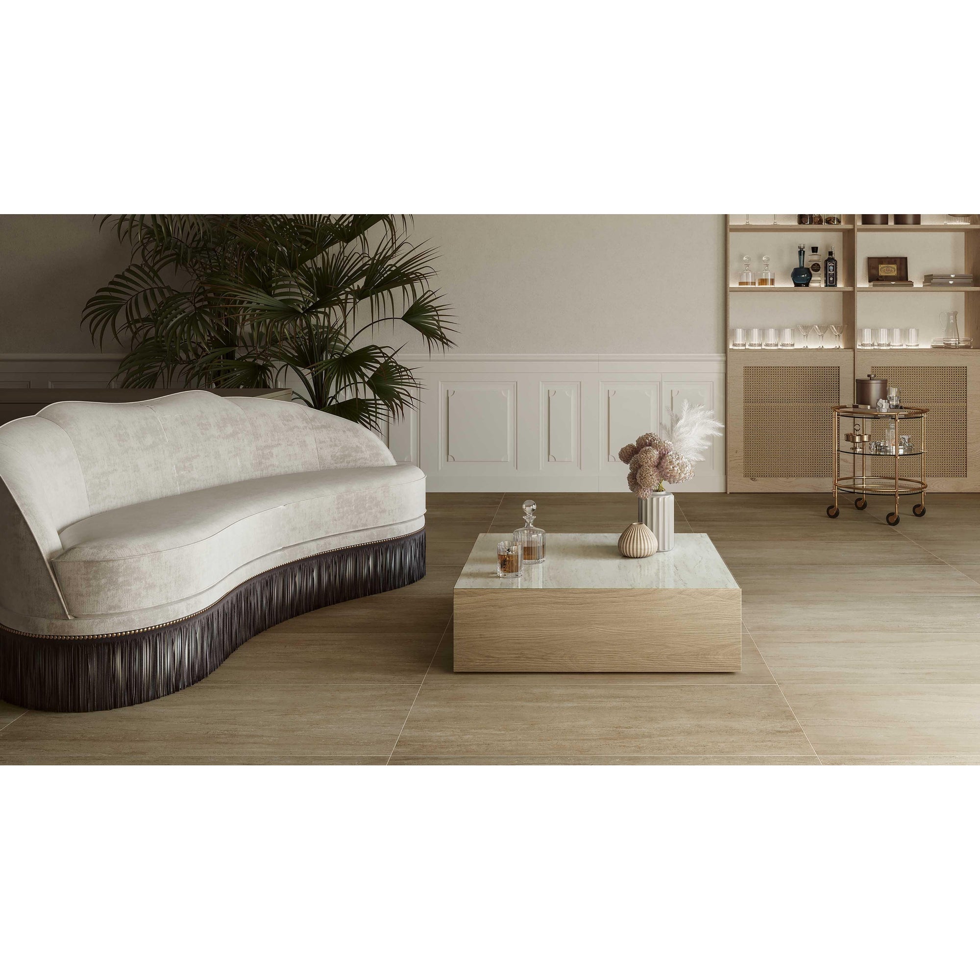 Serenissima Travertini Due 1072921 Vloertegel 600X1200 Beige 10mm Mat Ret.R10 - Mozaiektegel.com