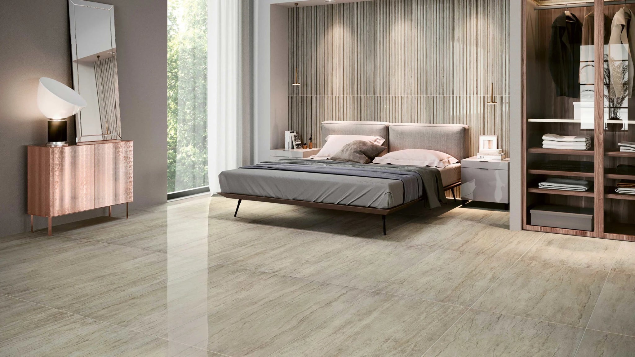 Serenissima Travertini Due 1072940 Vloertegel 600X1200 Bianco 10mm Glans Ret. - Mozaiektegel.com