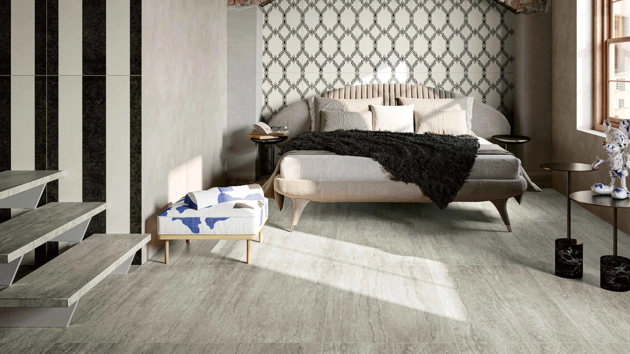 Serenissima Travertini Due 1072942 Vloertegel 600X1200 Greige 10mm Glans Ret. - Mozaiektegel.com