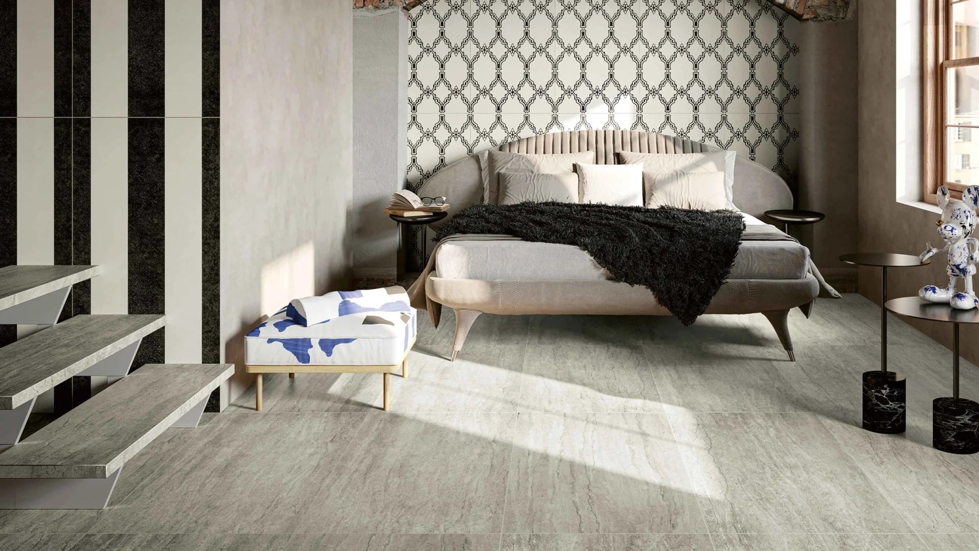 Serenissima Travertini Due 1074390 Vloertegel 600X600 Greige 9,5mm Mat Ret.R10 - Mozaiektegel.com