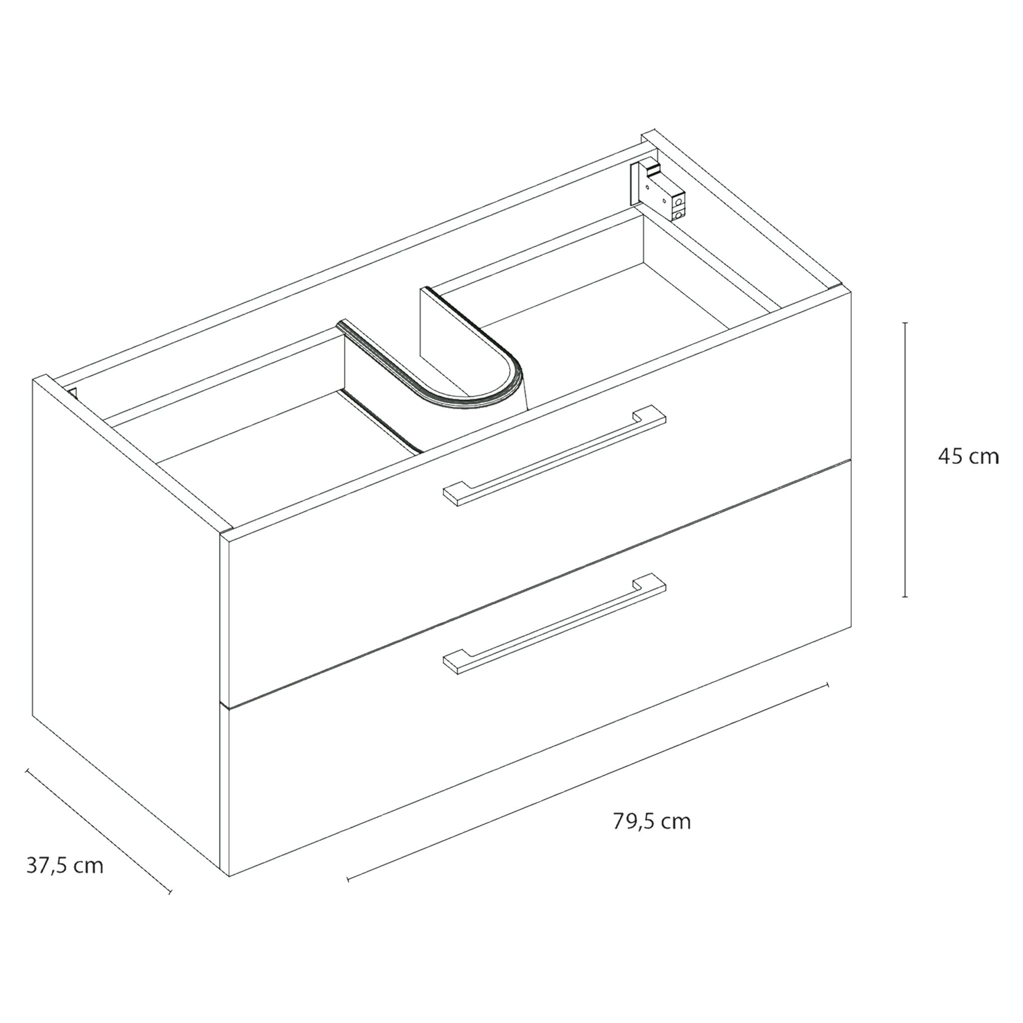 Shallow onderkast 2 lades FSC® | antraciet | 80 x 45 x 37.5 cm - Mozaiektegel.com