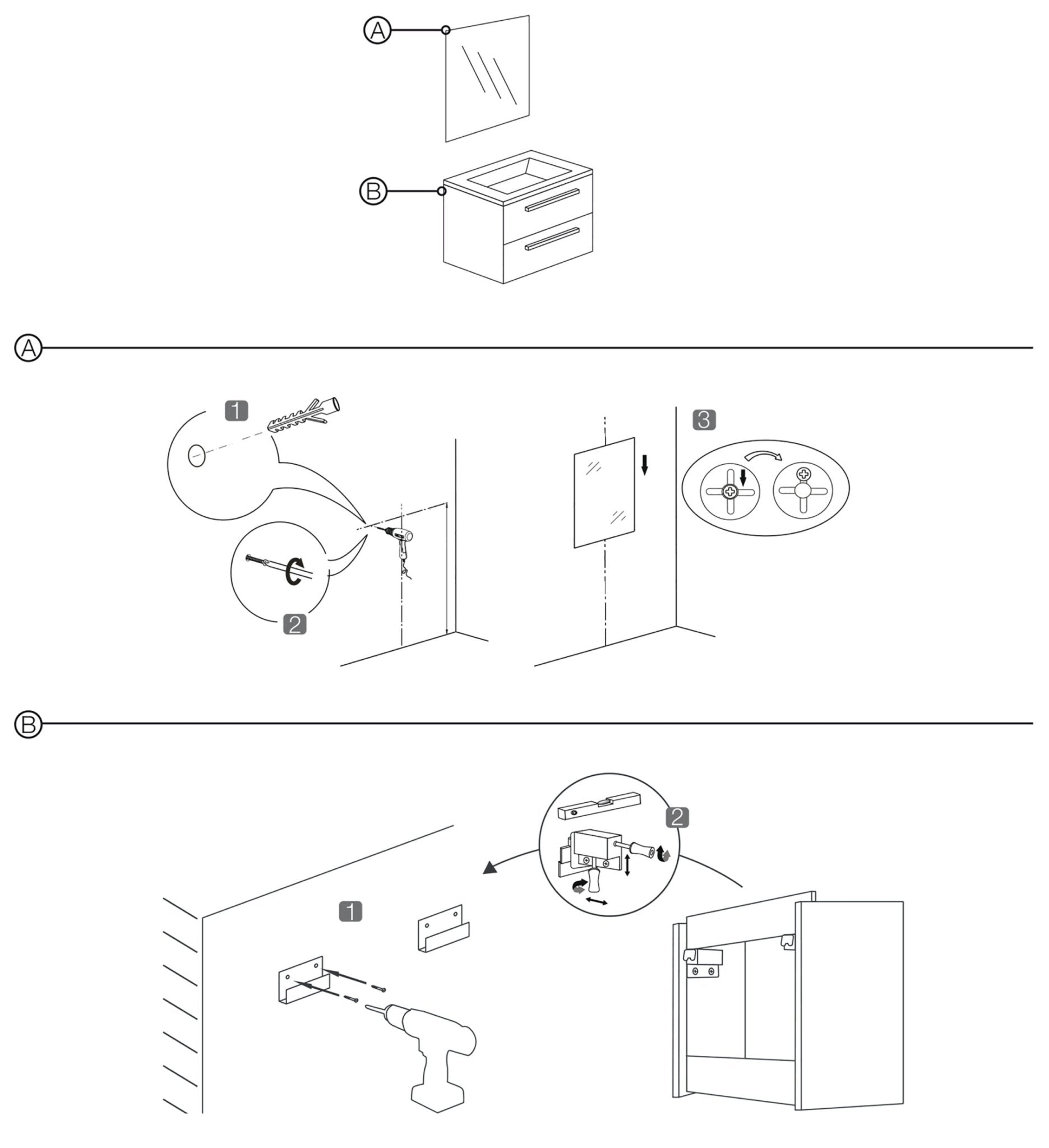 Shout badmeubel compleet knock down | wit | 60 cm - Mozaiektegel.com