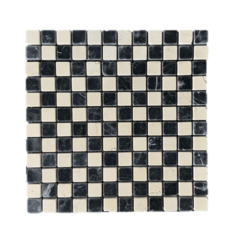 Terre d'Azur Mosaic Strip Biancone / Nero 30x30 cm - Mozaiektegel.com
