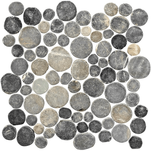 Terre d'Azur Stone Coins Silva Grey 30x30 cm - Mozaiektegel.com