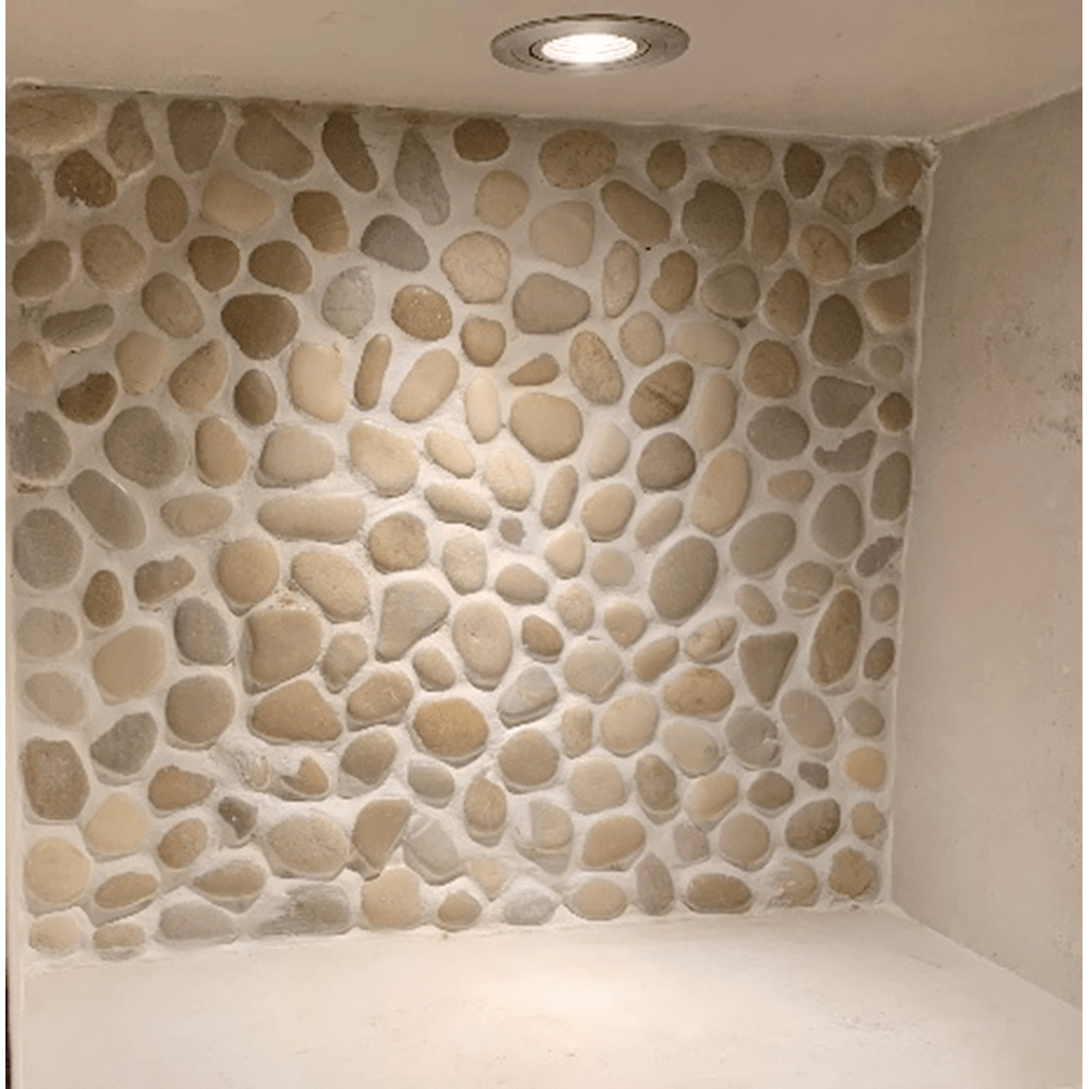 Terre d'Azur Stone Pebbles Crema 30x30 cm - Mozaiektegel.com