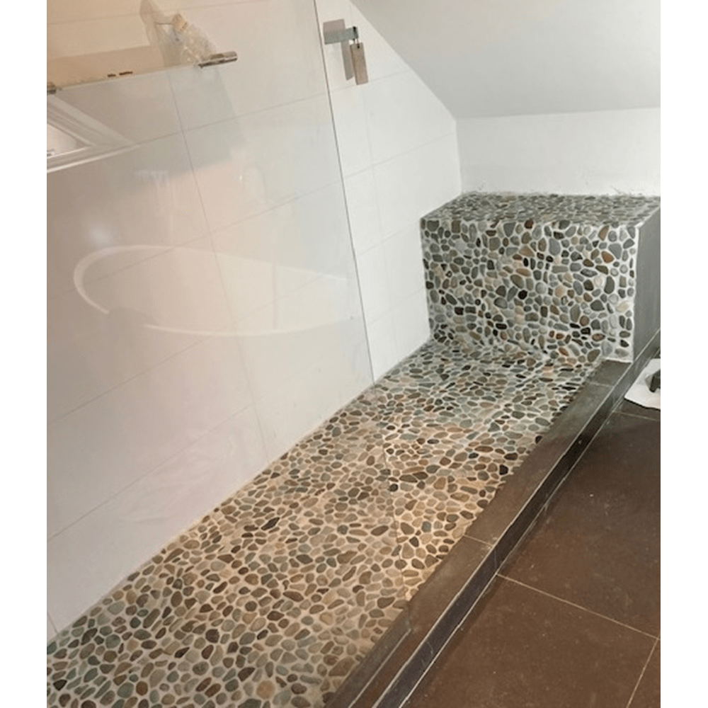 Terre d'Azur Stone Pebbles Green Flores 30x30 cm - Mozaiektegel.com