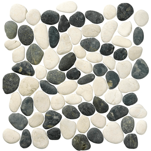 Terre d'Azur Stone Pebbles White/Antracite 30x30 cm - Mozaiektegel.com