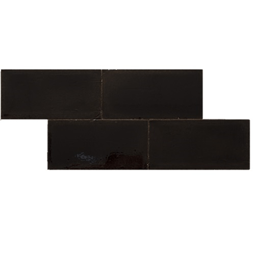 Terre d'Azur Terre - Spatula - Lucido Nero Lucido 10x20 cm - Mozaiektegel.com